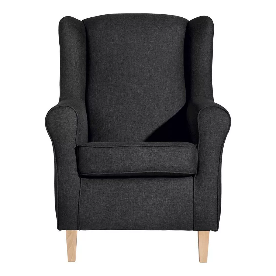 Wohnzimmer Sessel in Dunkelgrau auch mit Hocker bestellbar günstig online kaufen