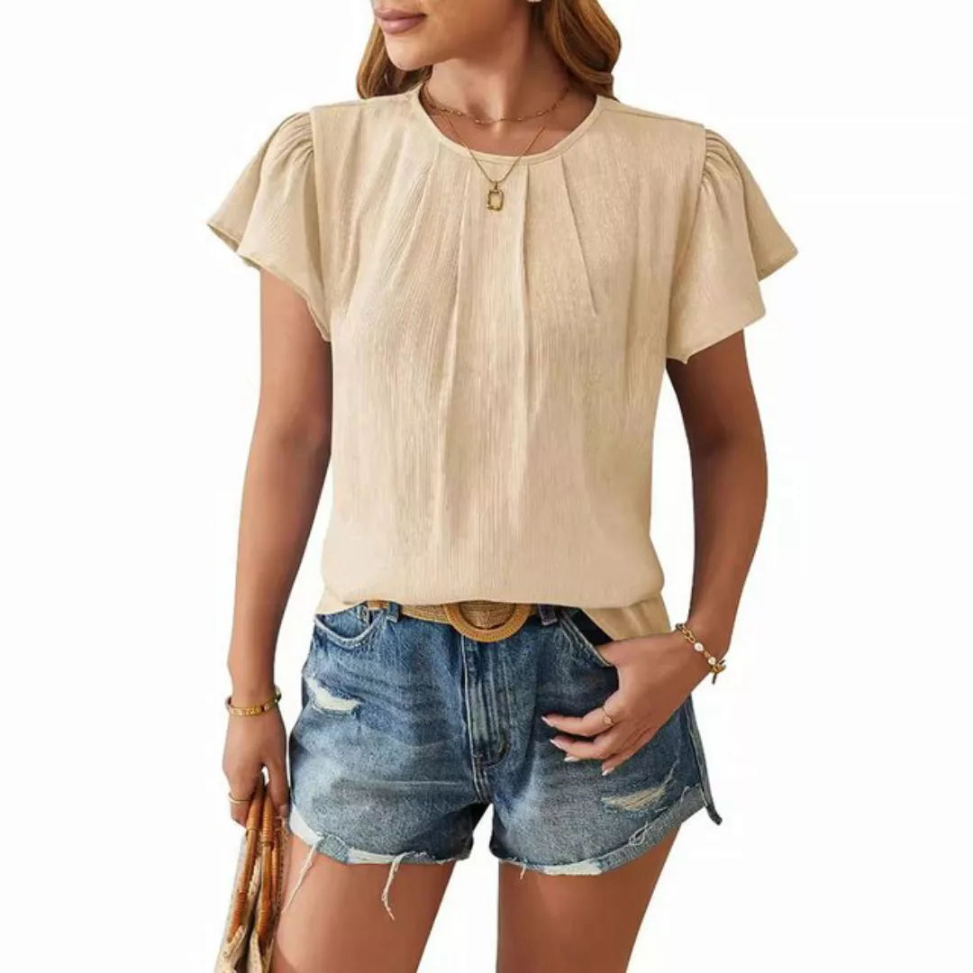 CHENIN T-Shirt T-Shirt Damen Elegant mit Rüsche Sommer Oberteile Damen Tank günstig online kaufen