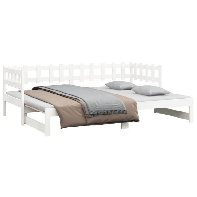 furnicato Bett Tagesbett Ausziehbar Weiß 2x(80x200) cm Massivholz Kiefer (1 günstig online kaufen