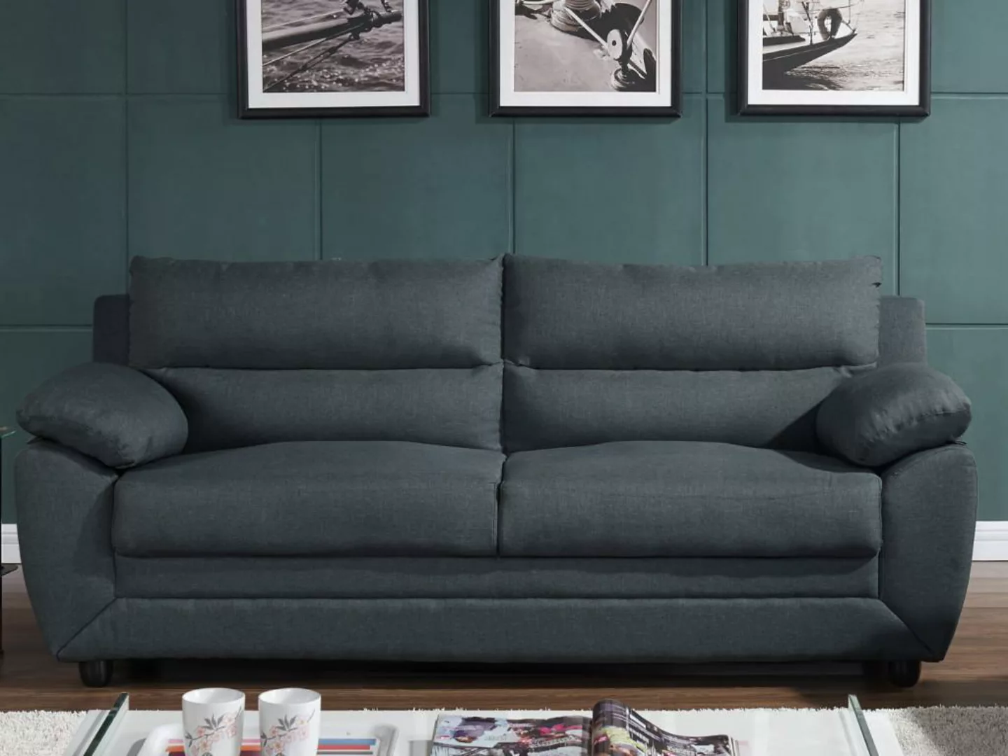 Sofa 3-Sitzer - Stoff - Anthrazit - MANOA günstig online kaufen