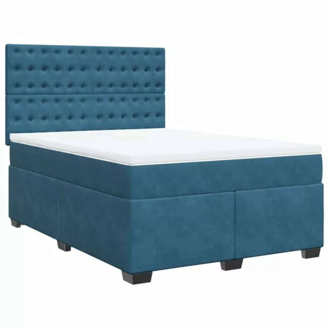 vidaXL Bett Boxspringbett mit Matratze Blau 140x190 cm Samt günstig online kaufen