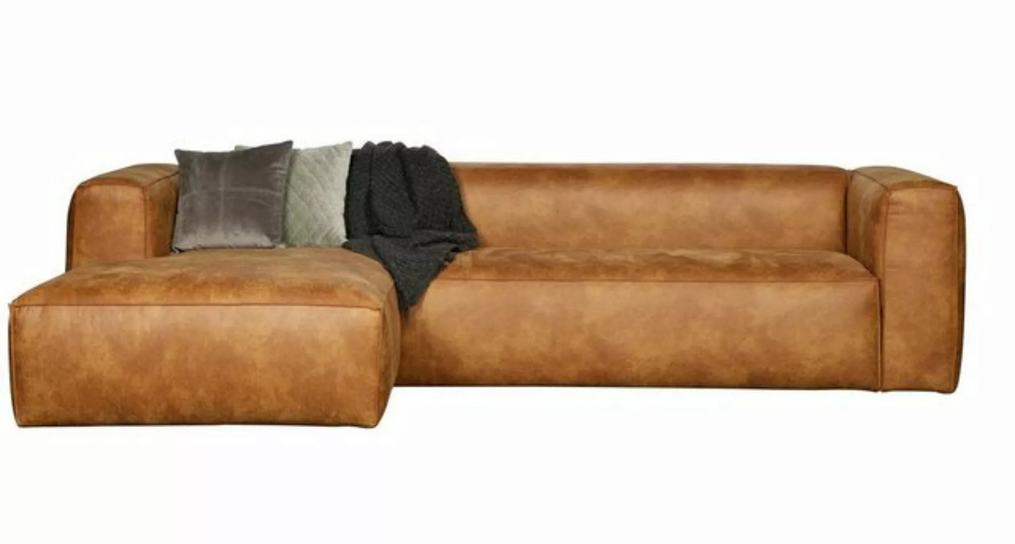 Maison ESTO Ecksofa BENNO recyceltes Leder Sofa Eckcouch cognac Breite 305 günstig online kaufen