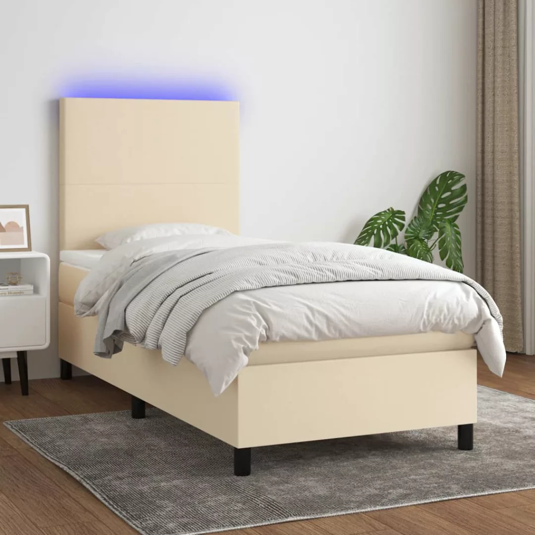 Vidaxl Boxspringbett Mit Matratze & Led Creme 100x200 Cm Stoff günstig online kaufen