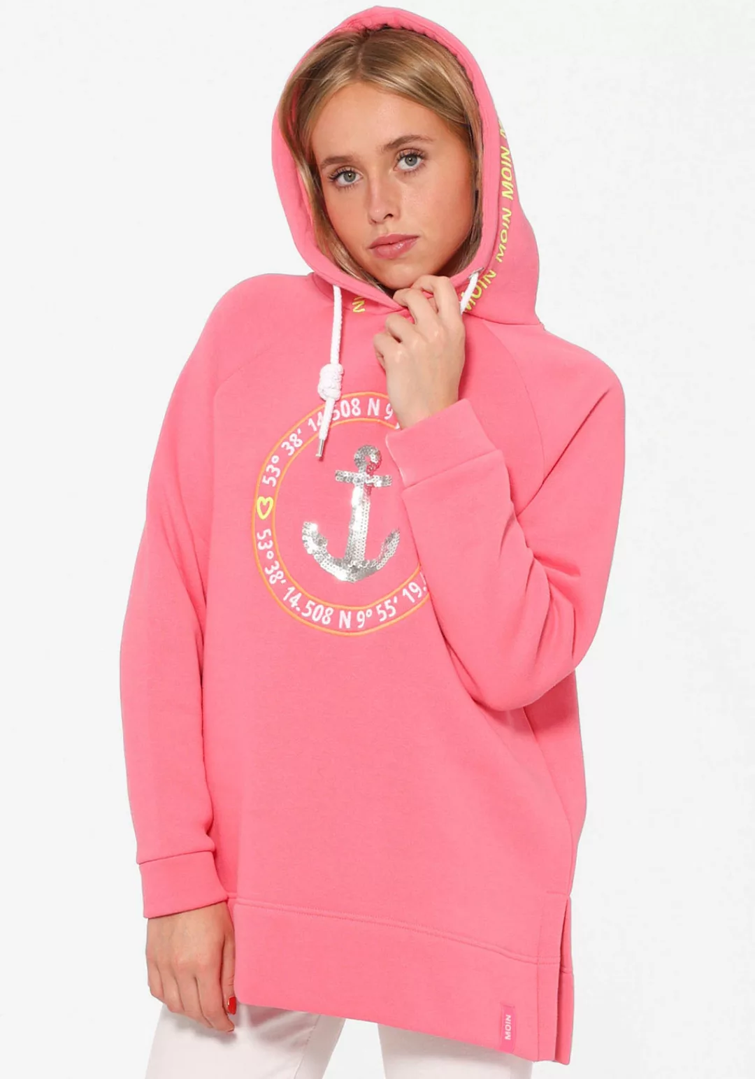 Zwillingsherz Hoodie "Strandglück Paillette" Oversized mit Anker-Motiv und günstig online kaufen