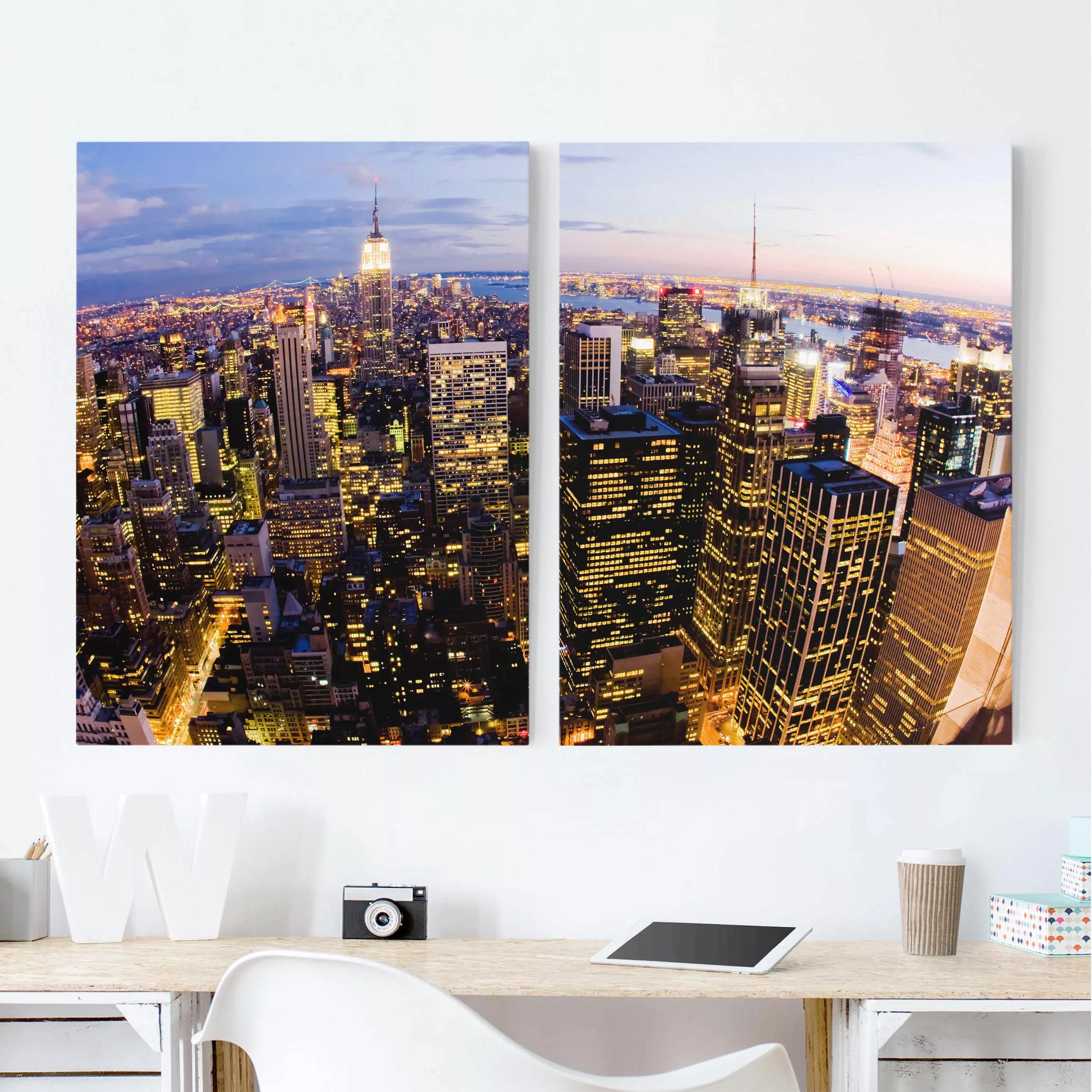 2-teiliges Leinwandbild Architektur & Skyline - Querformat New York Skyline günstig online kaufen