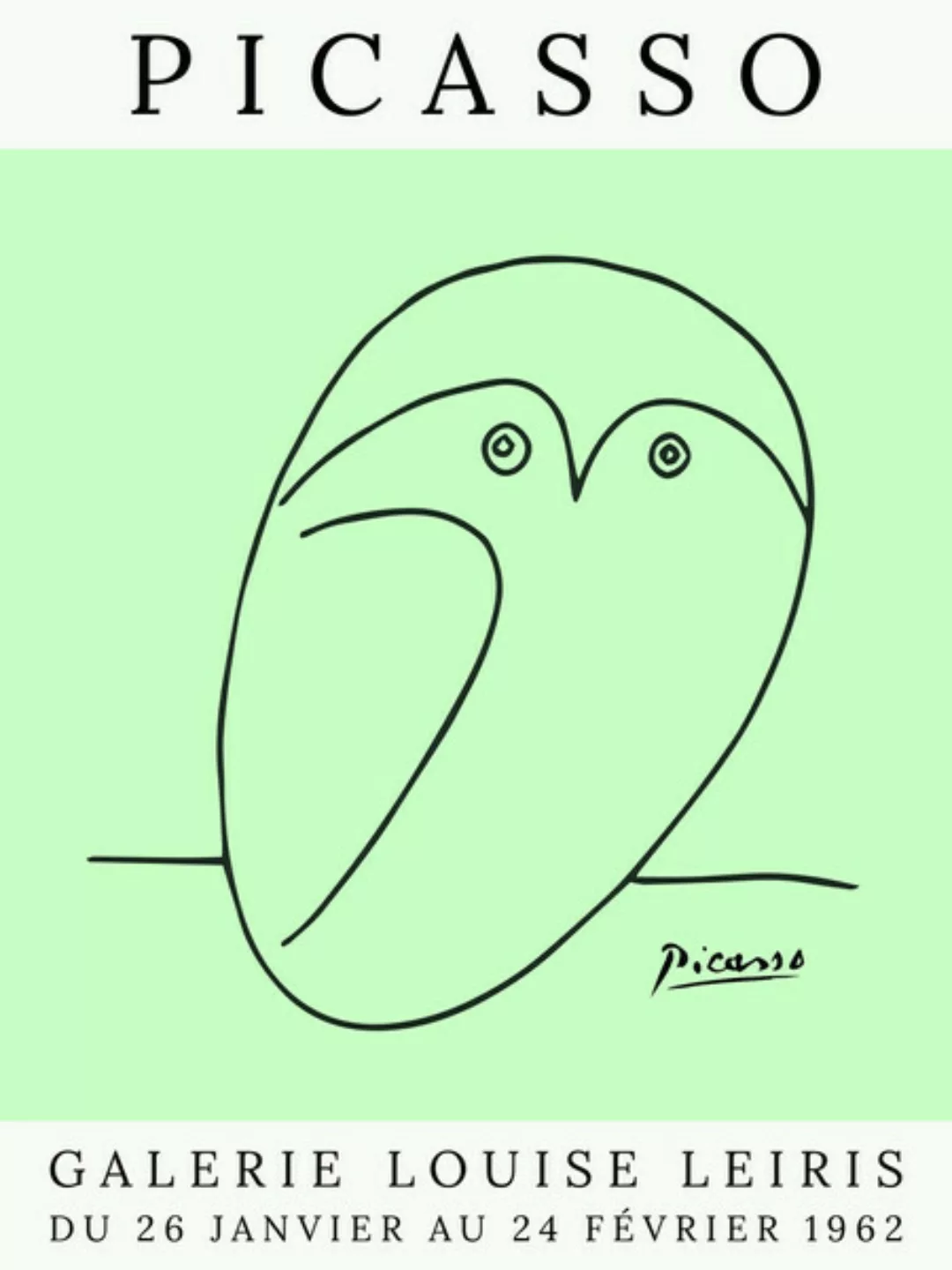 Poster / Leinwandbild - Picasso Eule – Grün günstig online kaufen