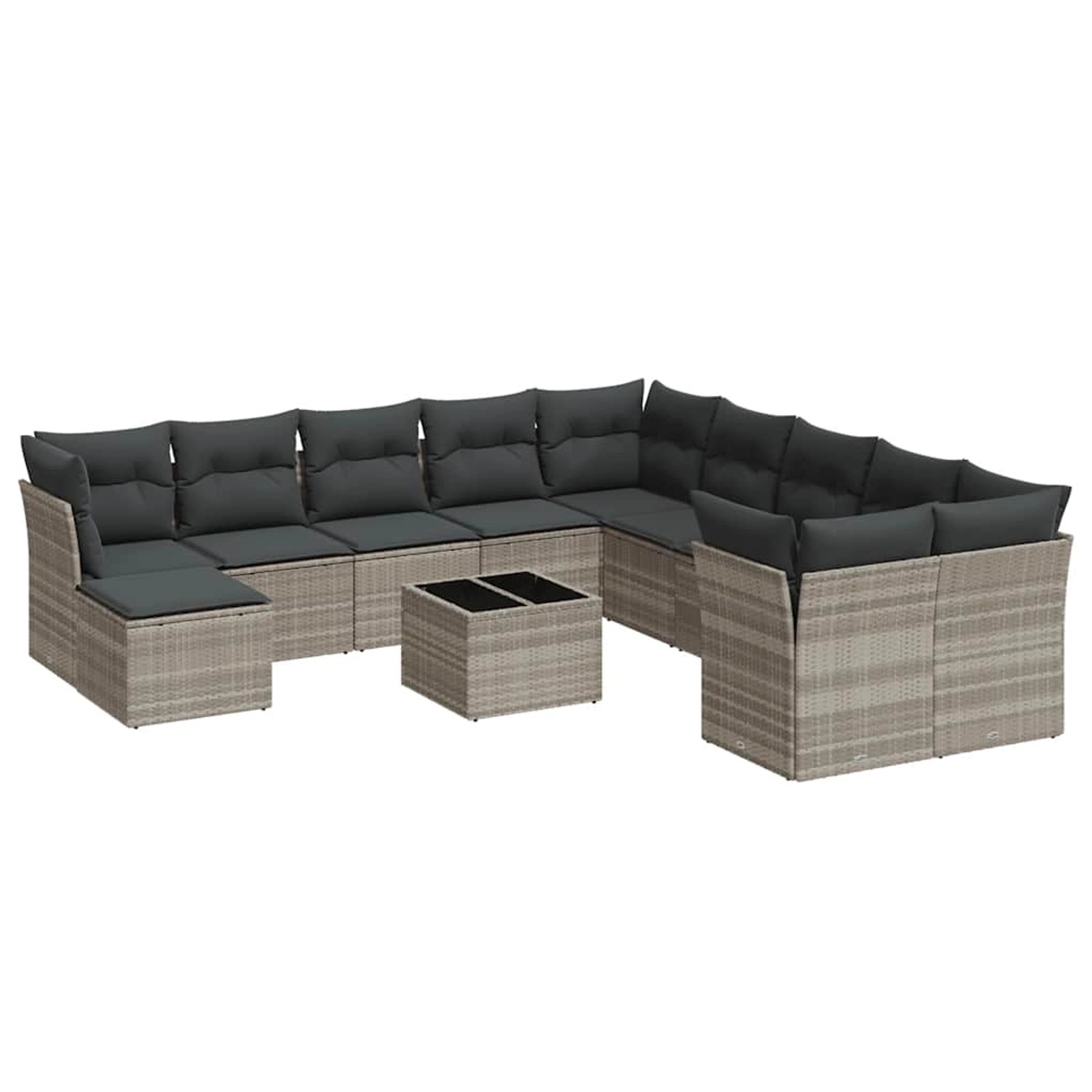 vidaXL 12-Tlg Garten-Sofagarnitur mit Kissen Hellgrau Poly Rattan 3218622 günstig online kaufen