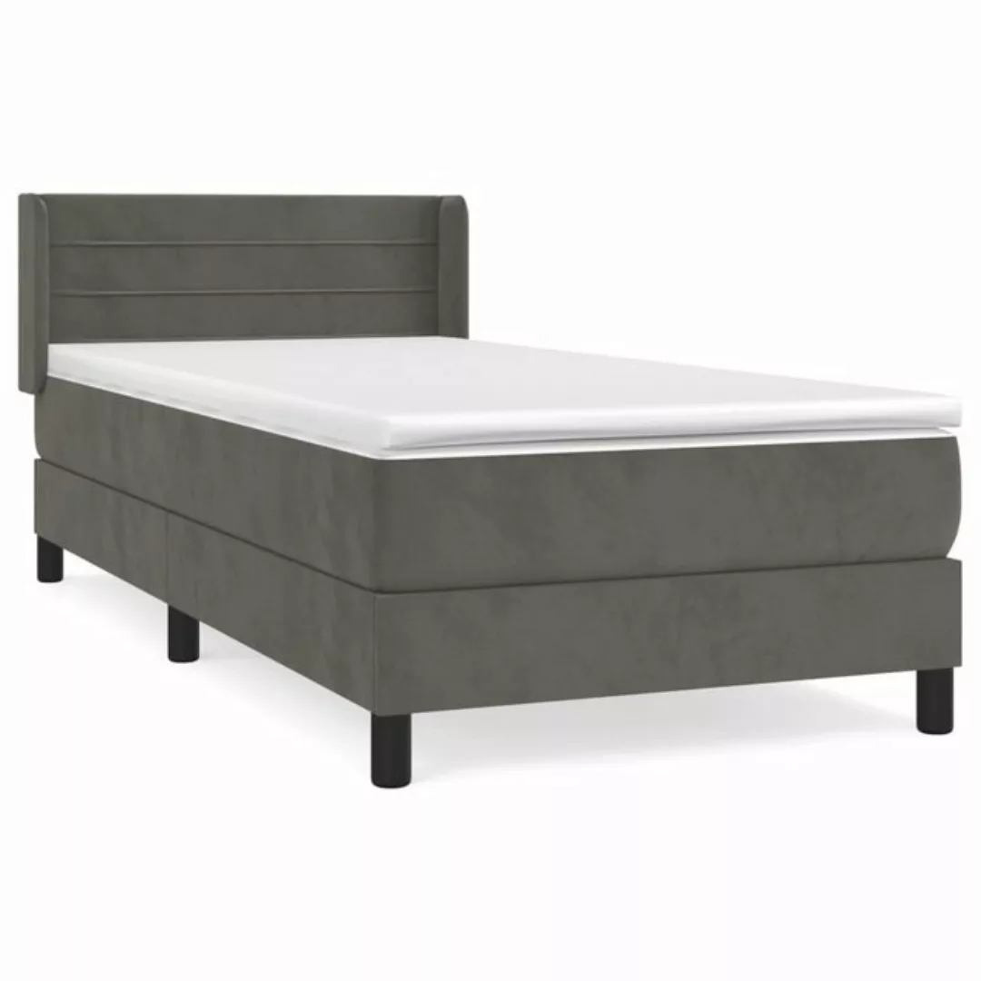 vidaXL Boxspringbett Boxspringbett mit Matratze Dunkelgrau 90x200 cm Samt B günstig online kaufen