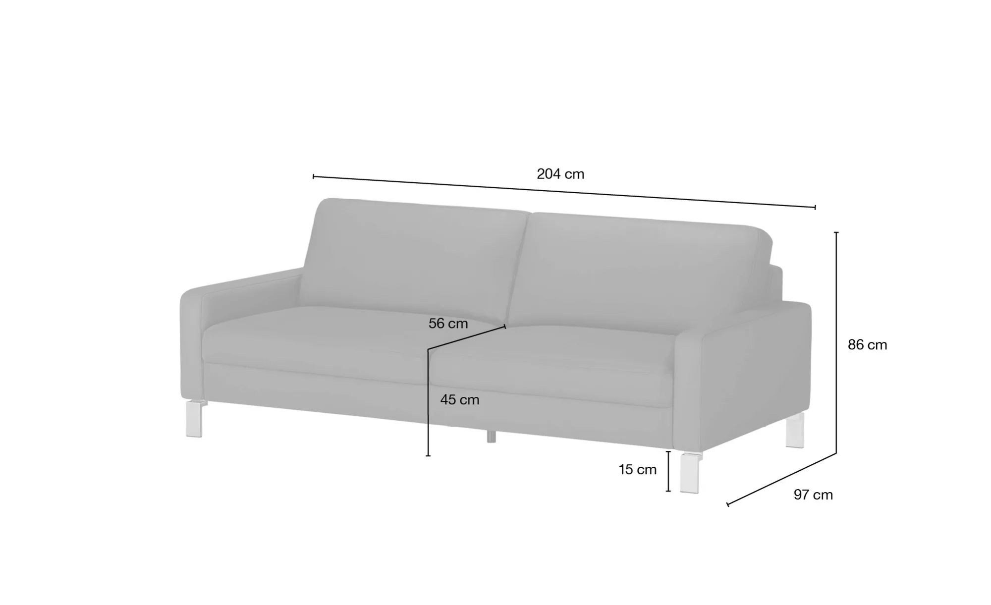 Max Schelling Einzelsofa aus Echtleder Maximum ¦ beige ¦ Maße (cm): B: 204 günstig online kaufen