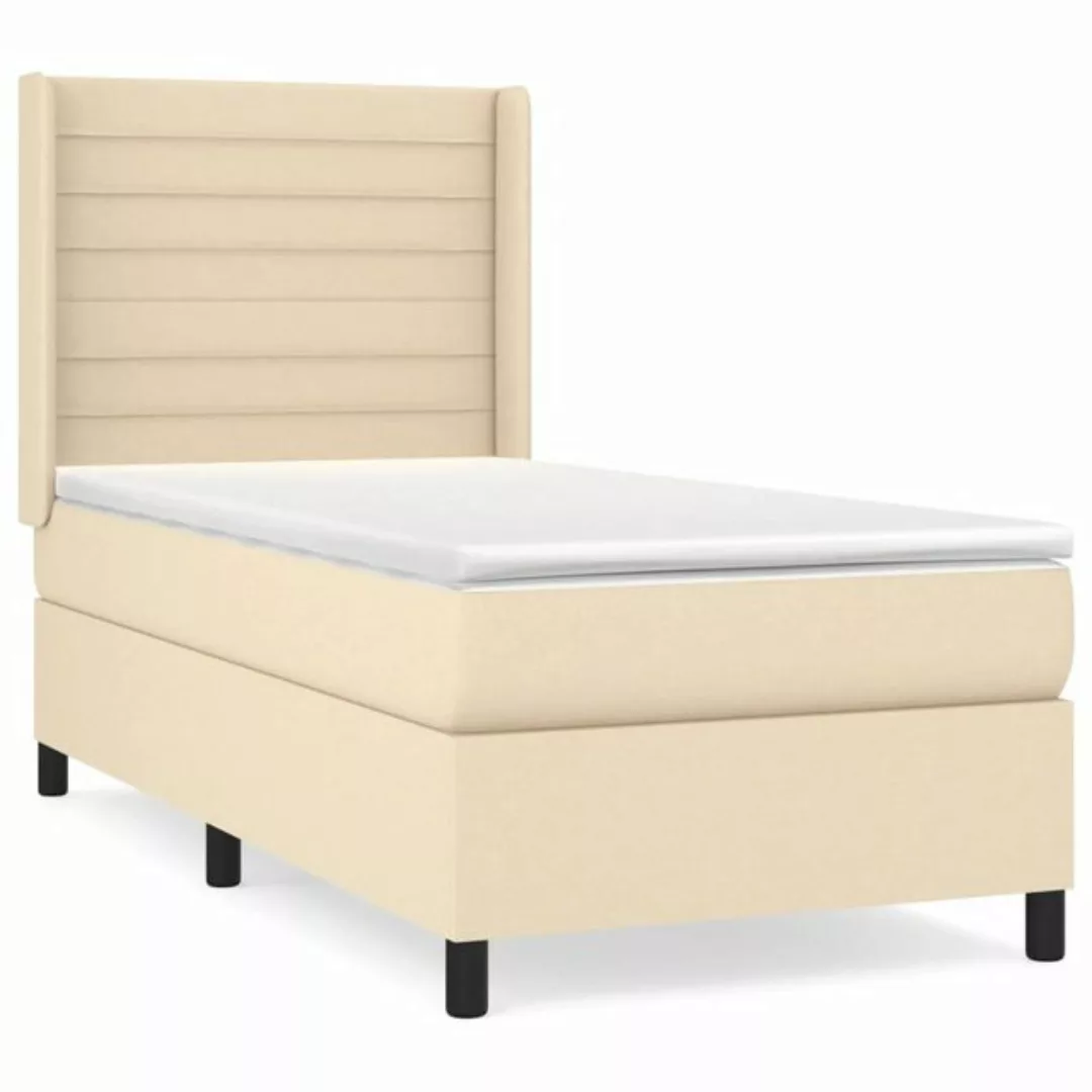 vidaXL Bett Boxspringbett mit Matratze Creme 90x200 cm Stoff günstig online kaufen