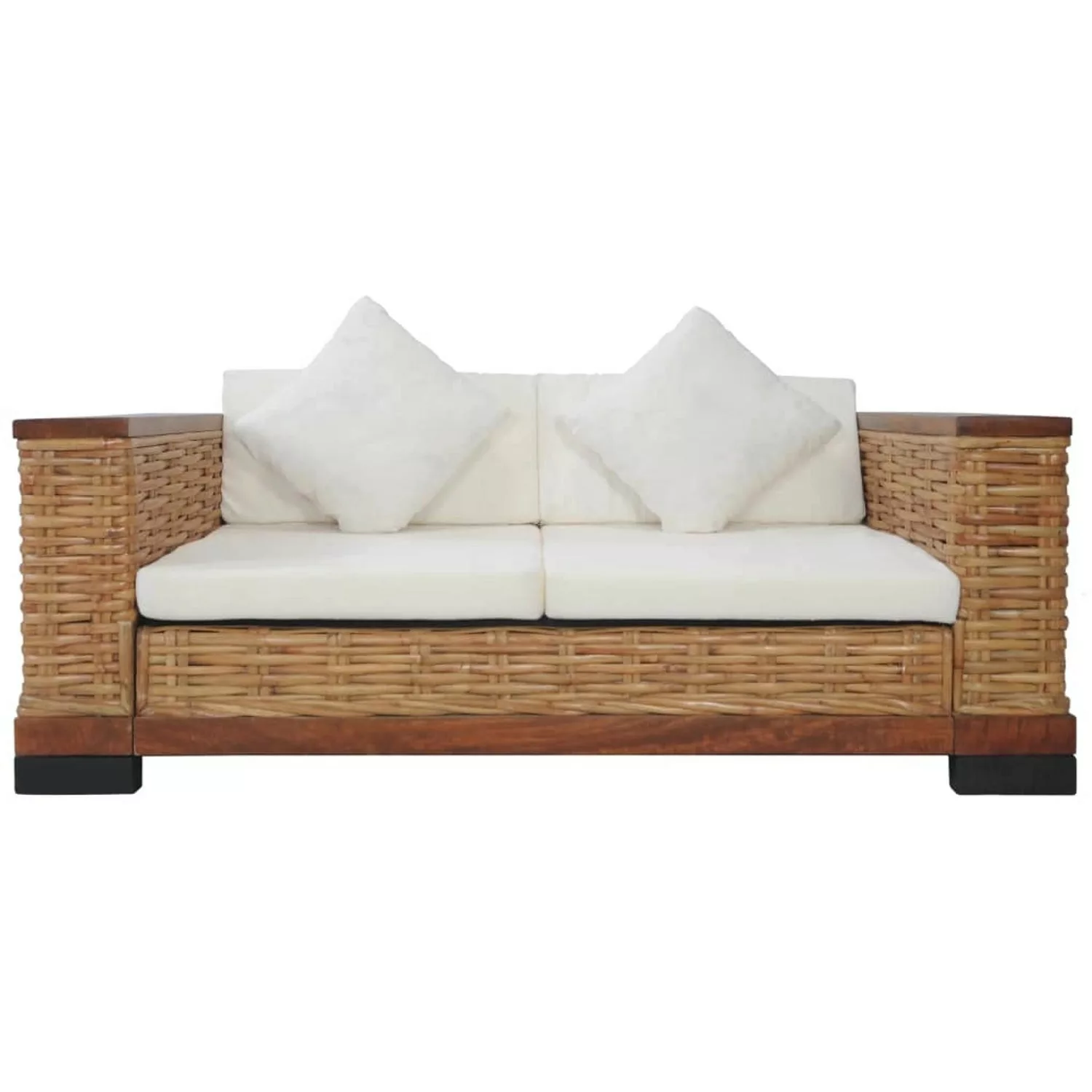 2-sitzer-sofa Mit Auflagen Braun Natur Rattan günstig online kaufen