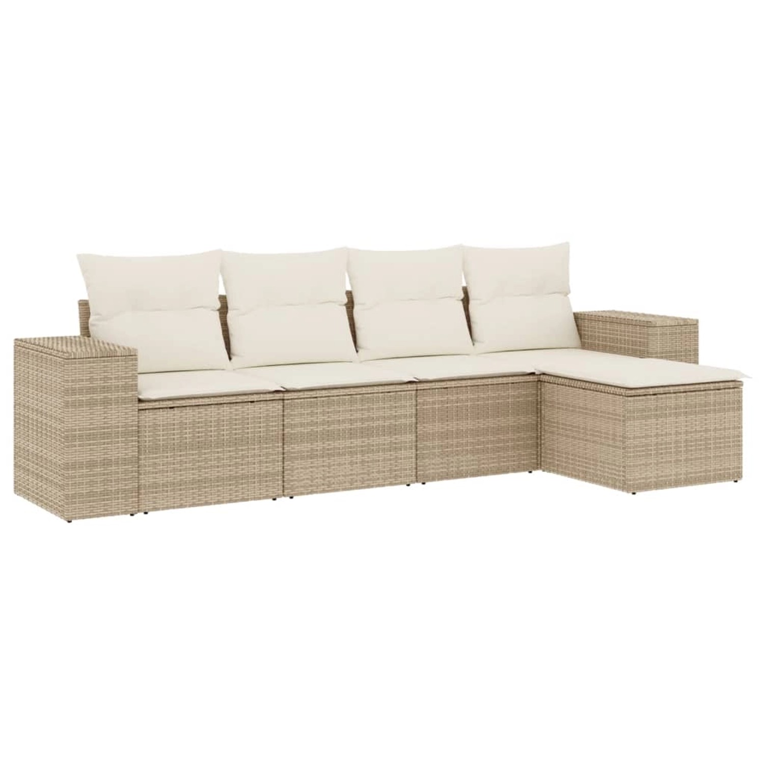 vidaXL 5-Tlg Garten-Sofagarnitur mit Kissen Beige Poly Rattan 3254825 günstig online kaufen