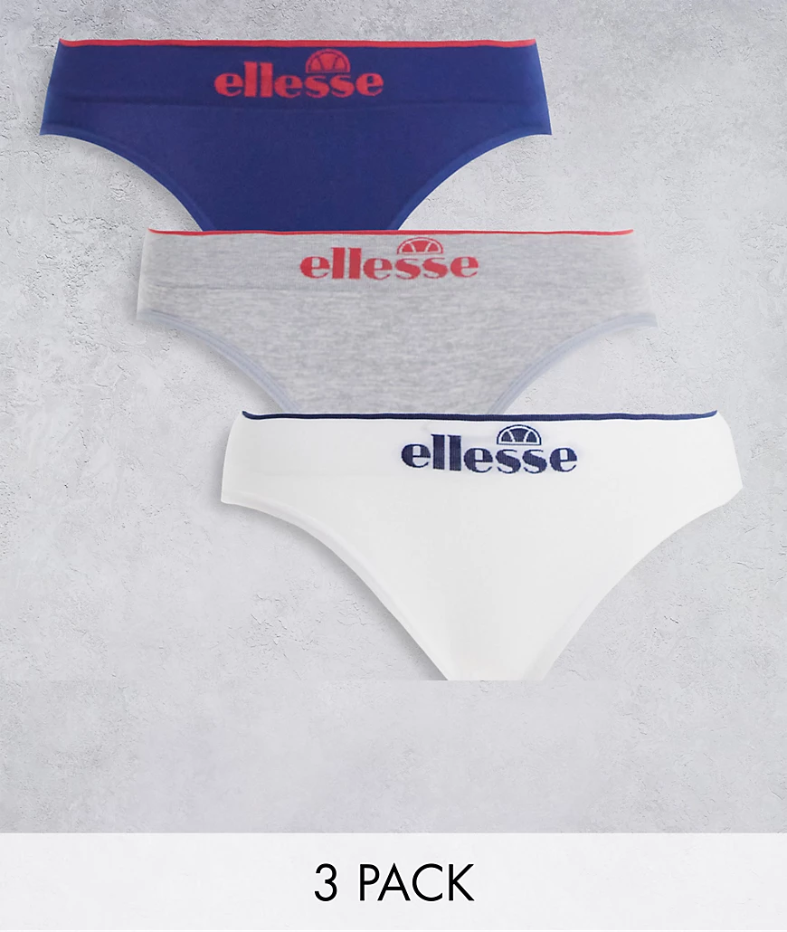 ellesse – 3er-Pack nahtlose Slips in Marineblau mit farblich abgesetzter Ei günstig online kaufen