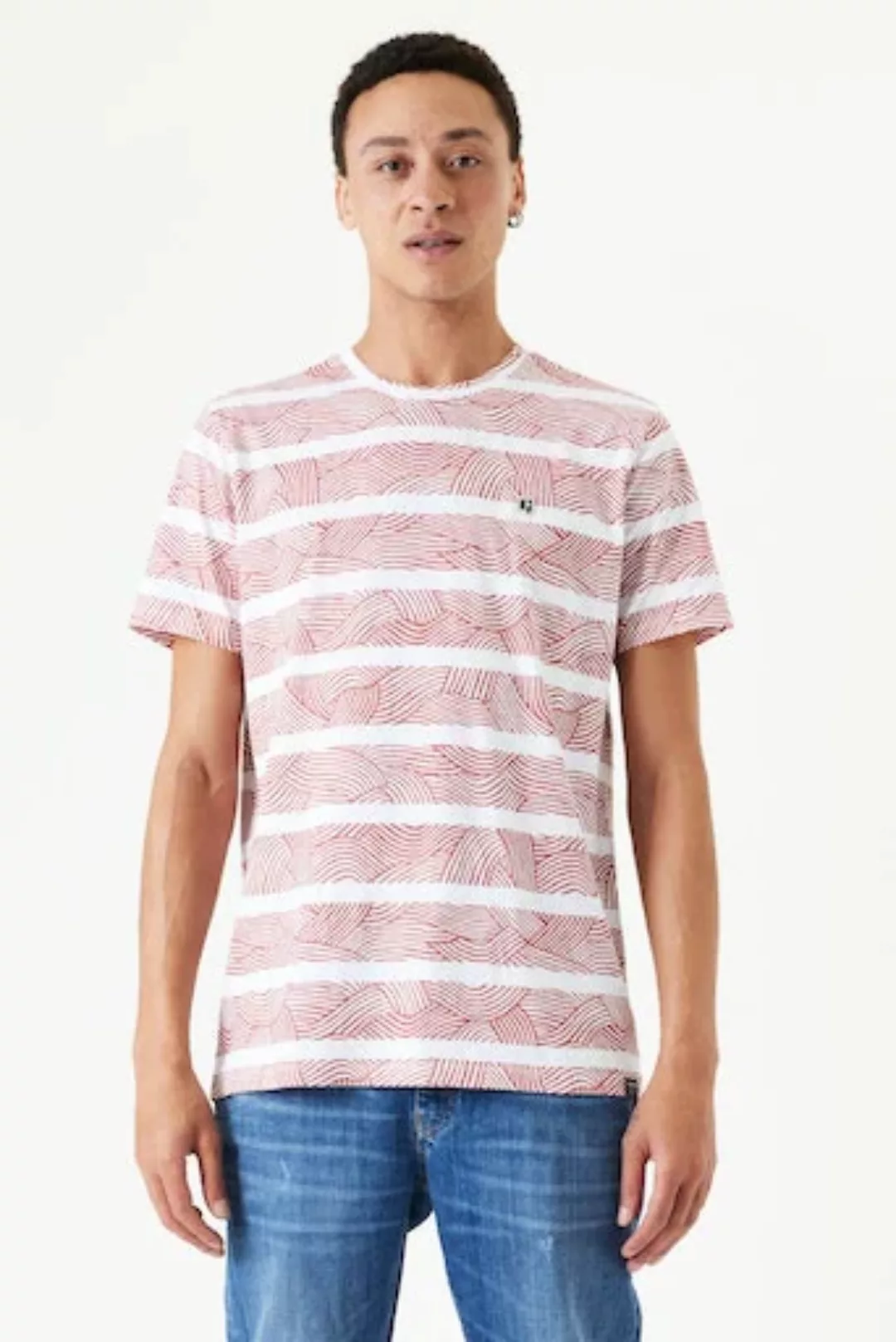 Garcia T-Shirt AOP stripe (1-tlg) Logoprägung an der Brust günstig online kaufen