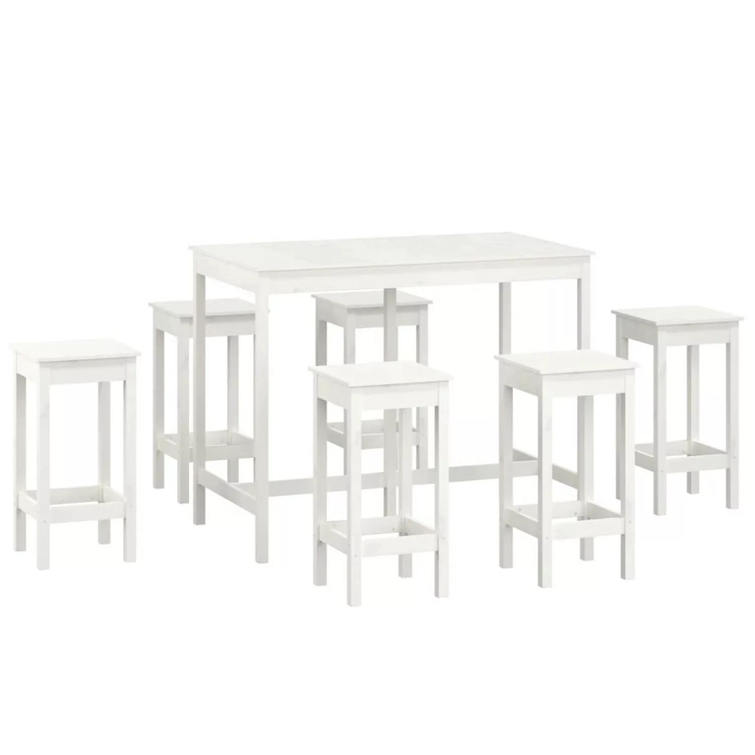 vidaXL 7-tlg. Bar-Set Weiß Massivholz Kiefer Modell 1 günstig online kaufen