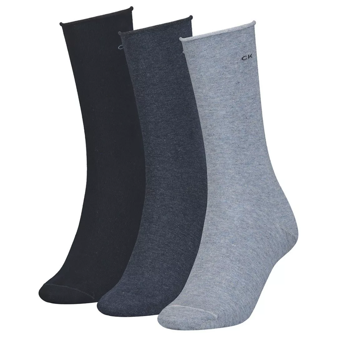 Calvin Klein Roll Top Socken 3 Paare One Size Denim Melange günstig online kaufen