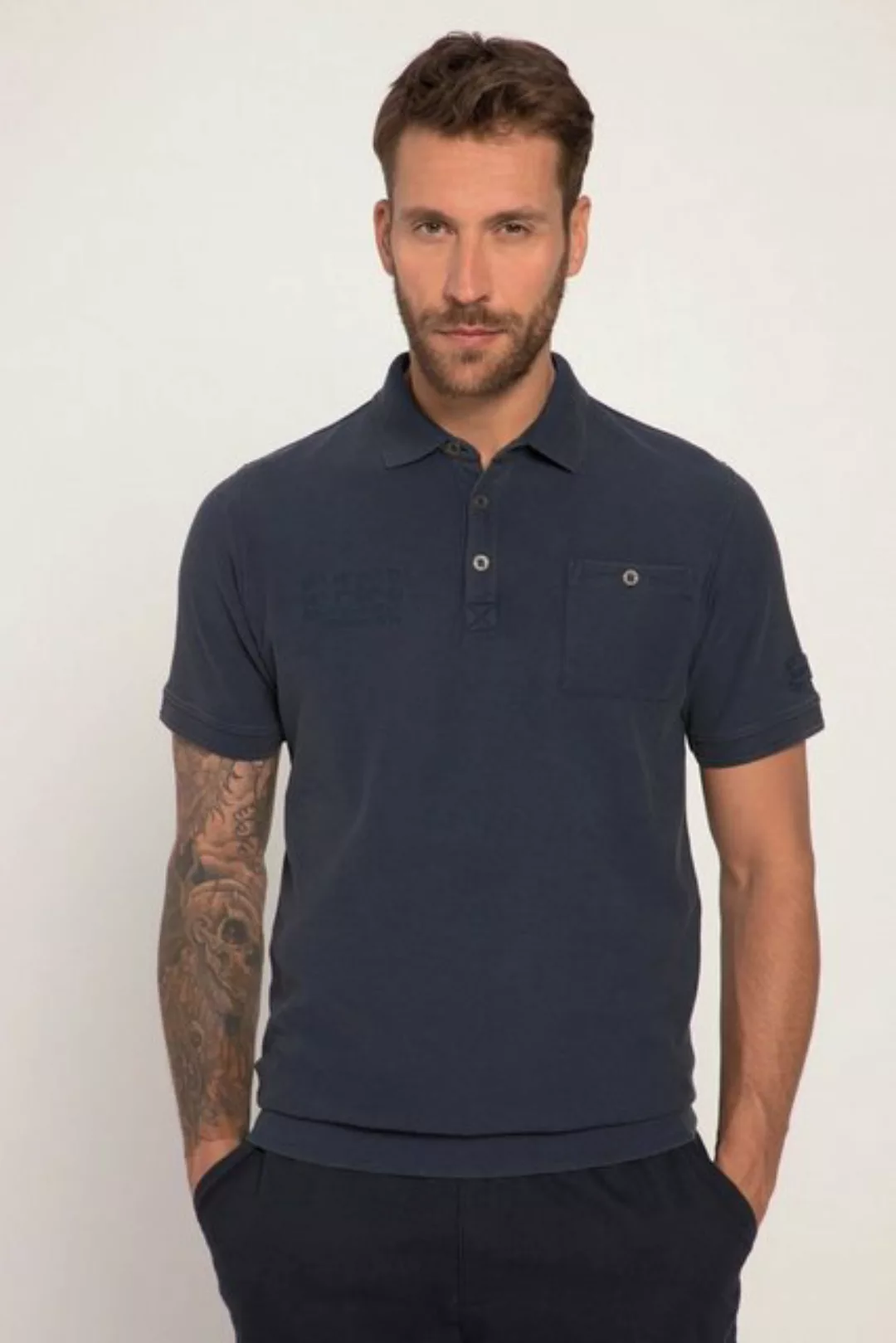 JP1880 Poloshirt Poloshirt Bauchfit Piqué acid washed Halbarm günstig online kaufen