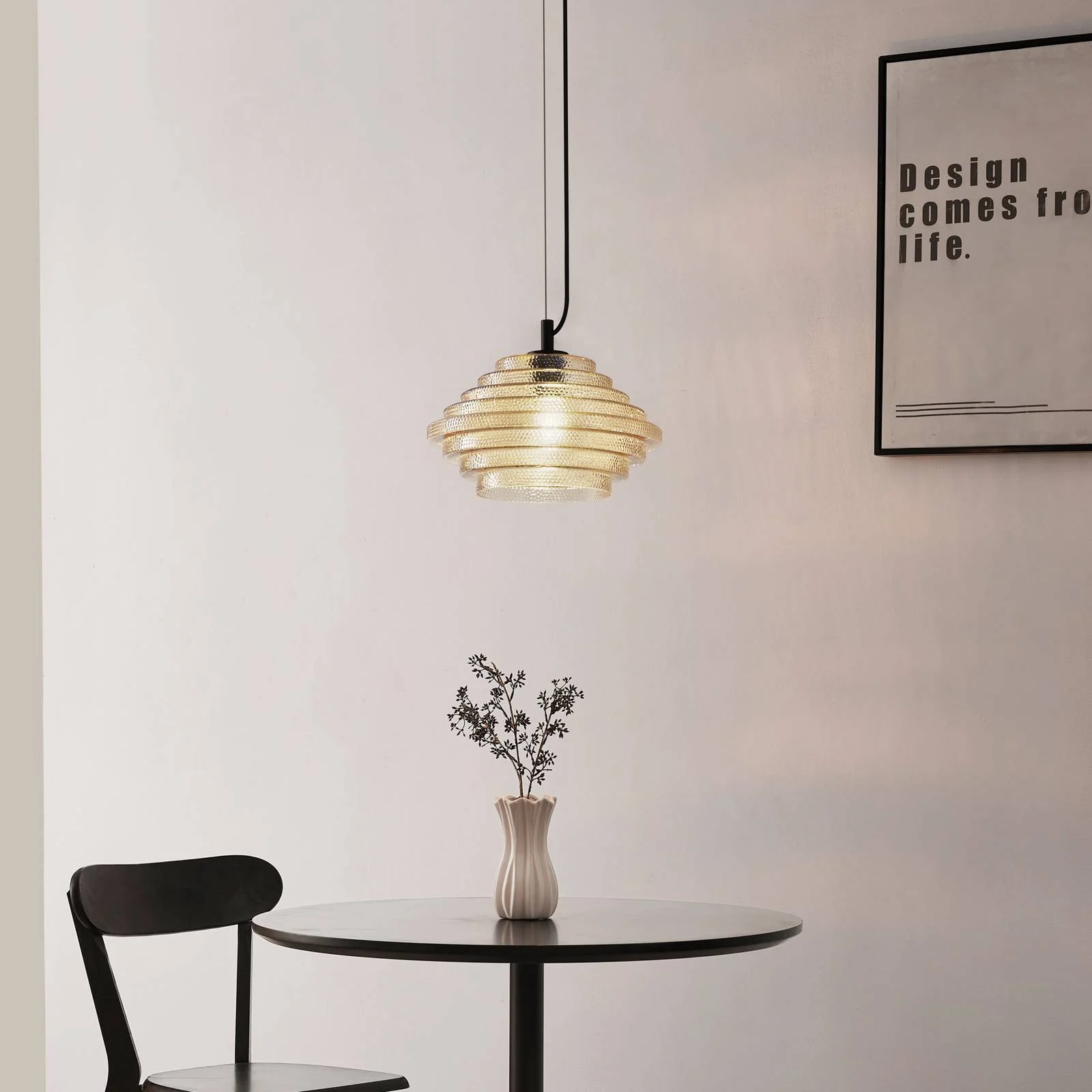 Lindby Pendelleuchte Orliana, Ø 35 cm, amber, Glas günstig online kaufen
