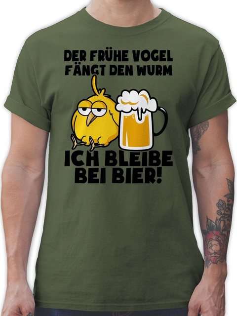 Shirtracer T-Shirt Der frühe Vogel fängt den Wurm! Ich bleibe bei Bier! - s günstig online kaufen