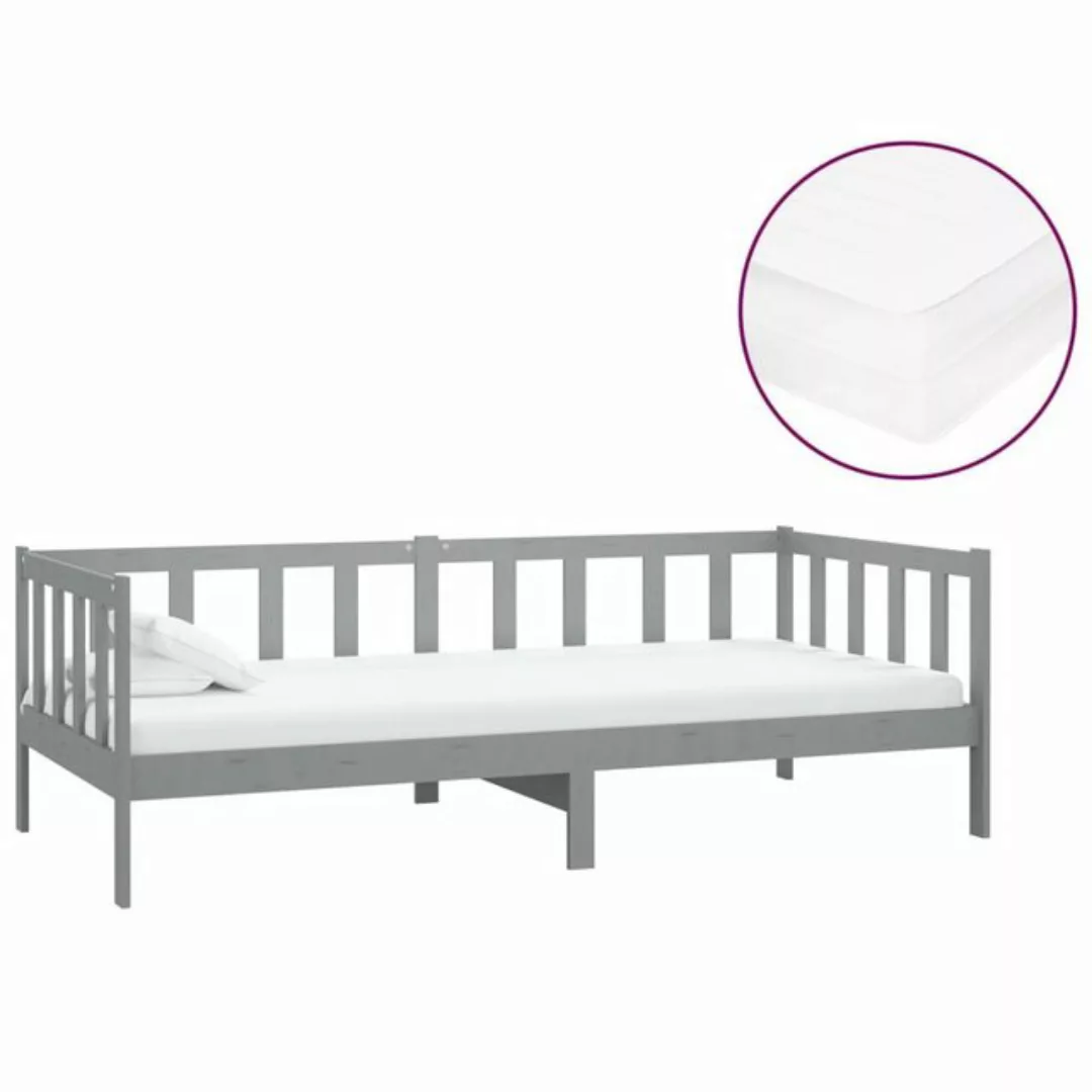 furnicato Bett Tagesbett mit Matratze 90x200 cm Grau Kiefer Massivholz günstig online kaufen