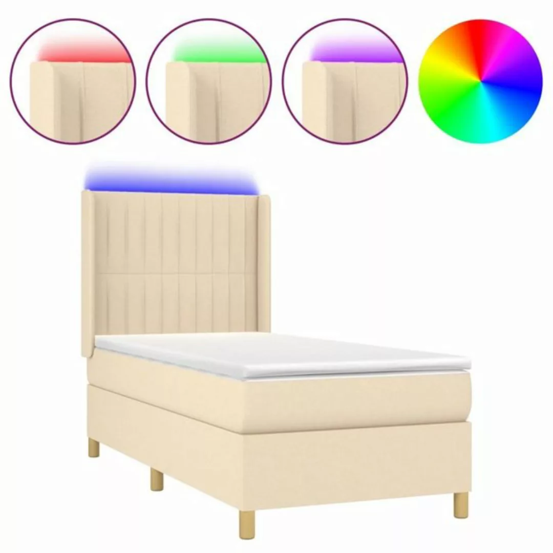 vidaXL Boxspringbett Boxspringbett mit Matratze LED Creme 80x200 cm Stoff B günstig online kaufen