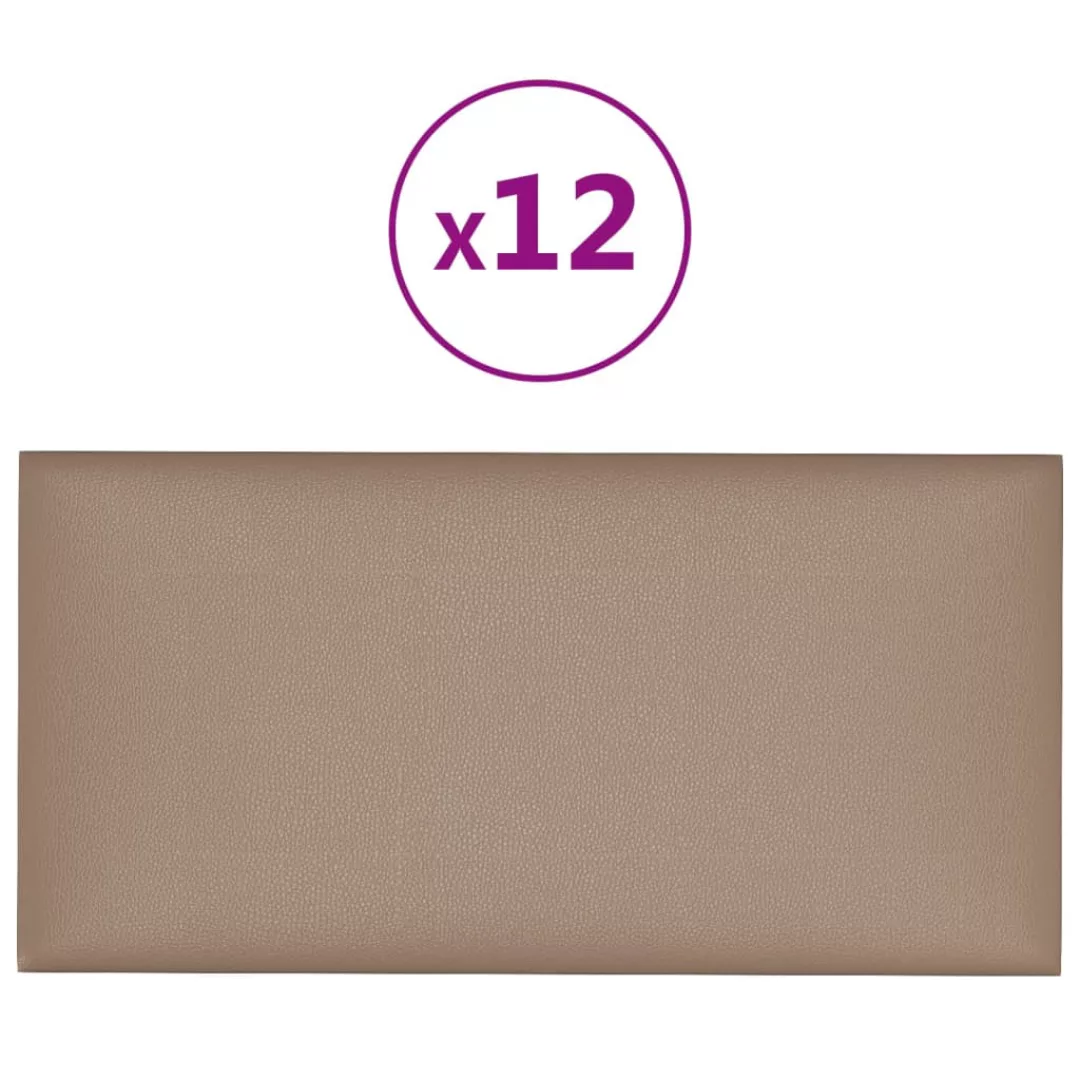 Vidaxl Wandpaneele 12 Stk. Cappuccino-braun 30x15cm Kunstleder 0,54 M² günstig online kaufen