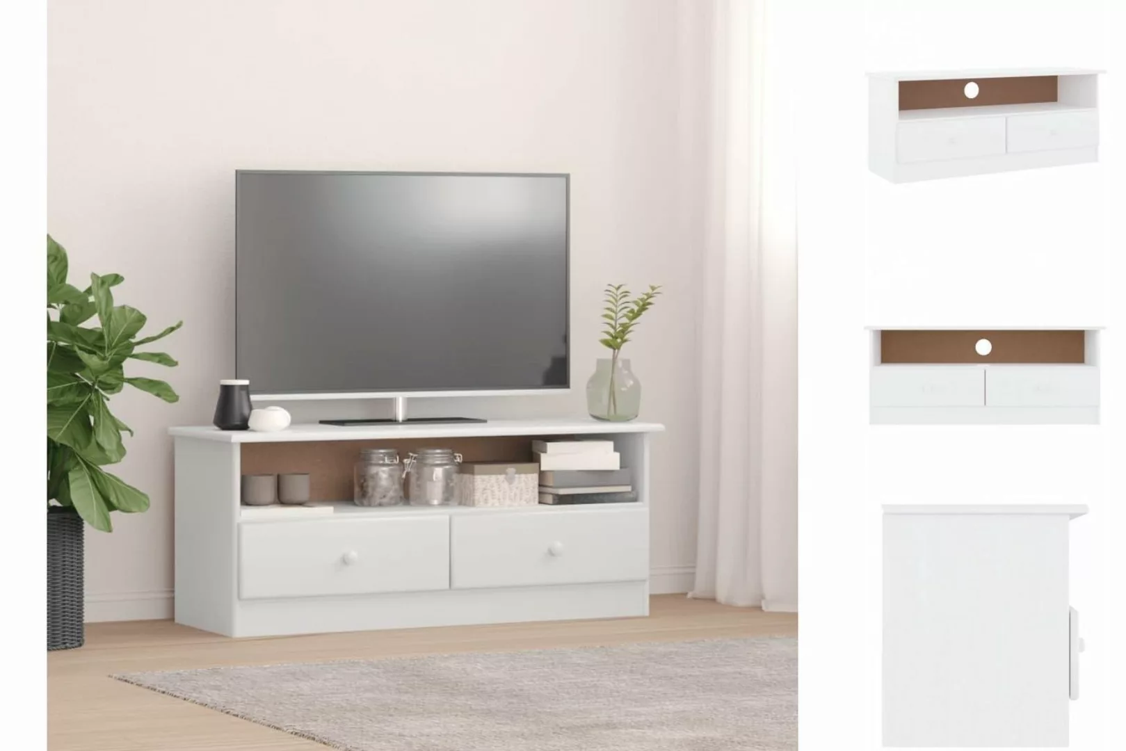 vidaXL TV-Schrank TV-Schrank mit Schubladen ALTA Weiß 100x35x41 cm Kiefernh günstig online kaufen