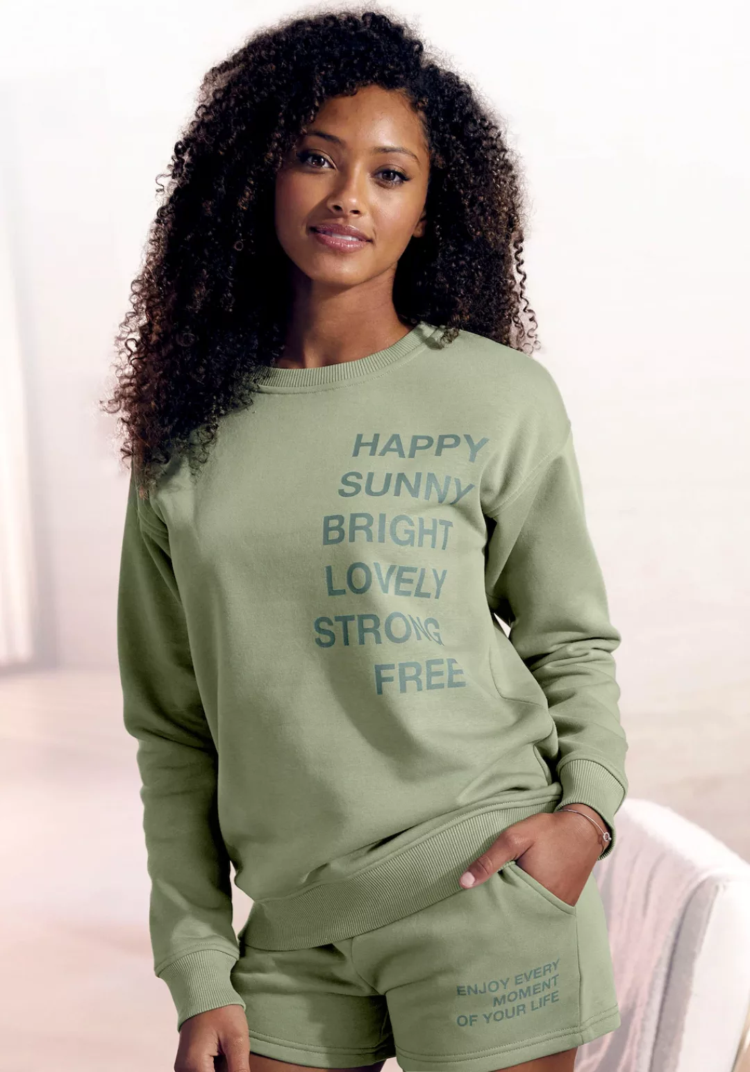 Buffalo Sweatshirt mit Statement Druck, Loungeanzug günstig online kaufen