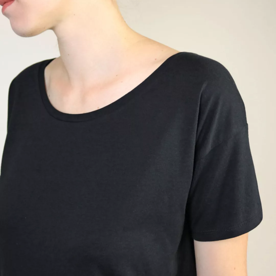 Tencel Oversize Shirt Basic Black günstig online kaufen