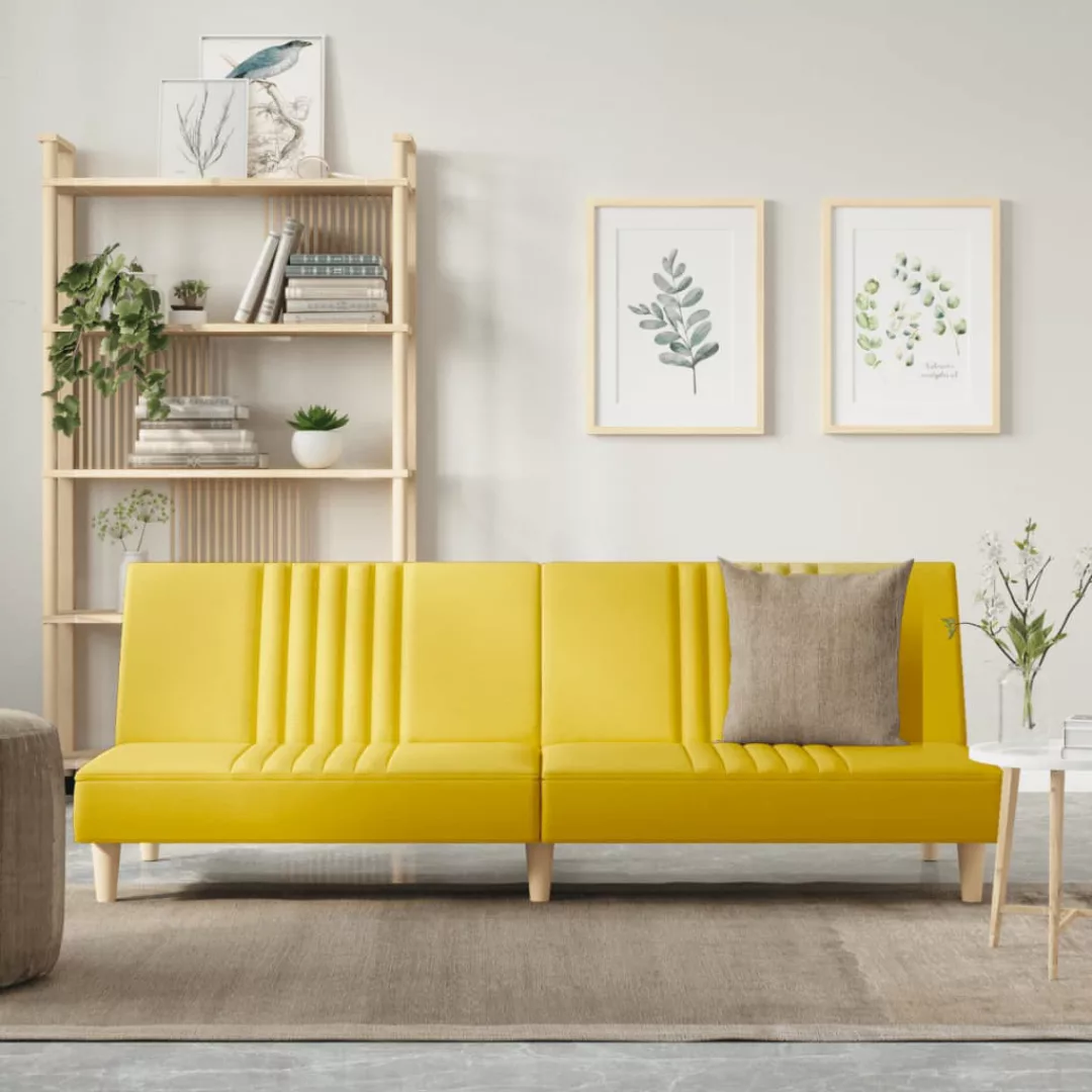 vidaXL Sofa, Schlafsofa Hellgelb Stoff günstig online kaufen