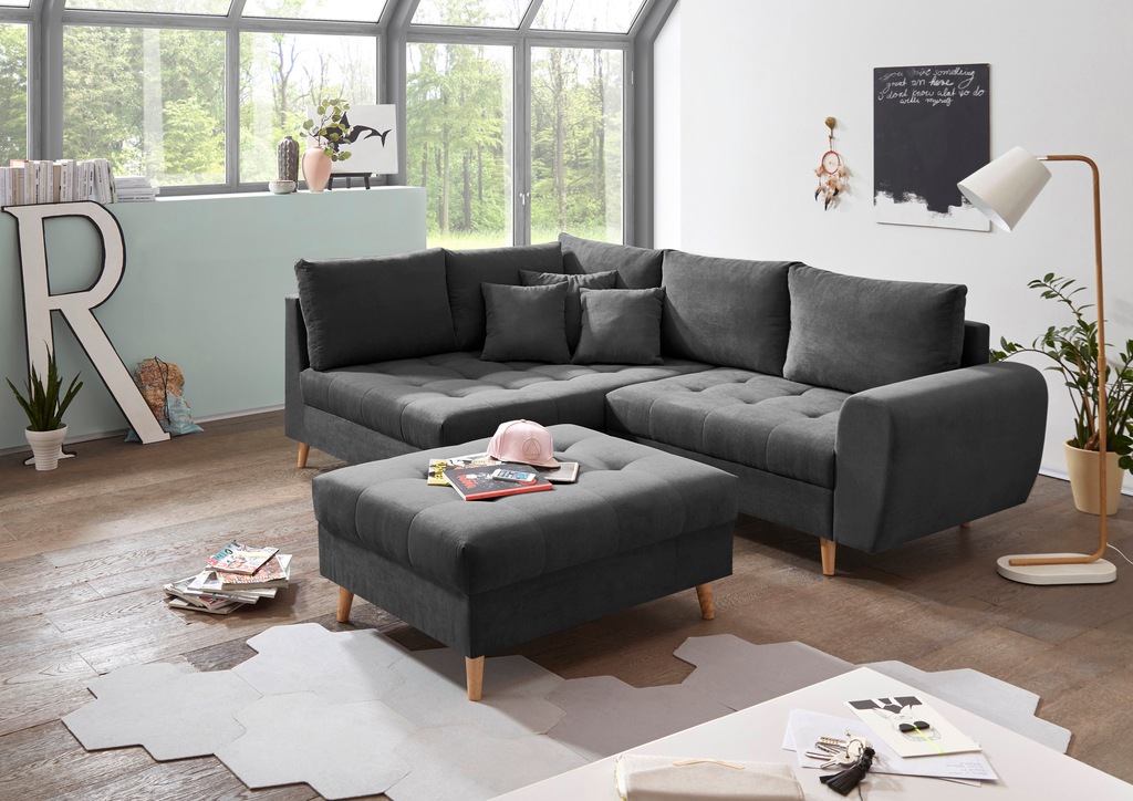 ED EXCITING DESIGN Ecksofa "Alice L-Form", (Set), mit Hocker, Rückenkissen, günstig online kaufen