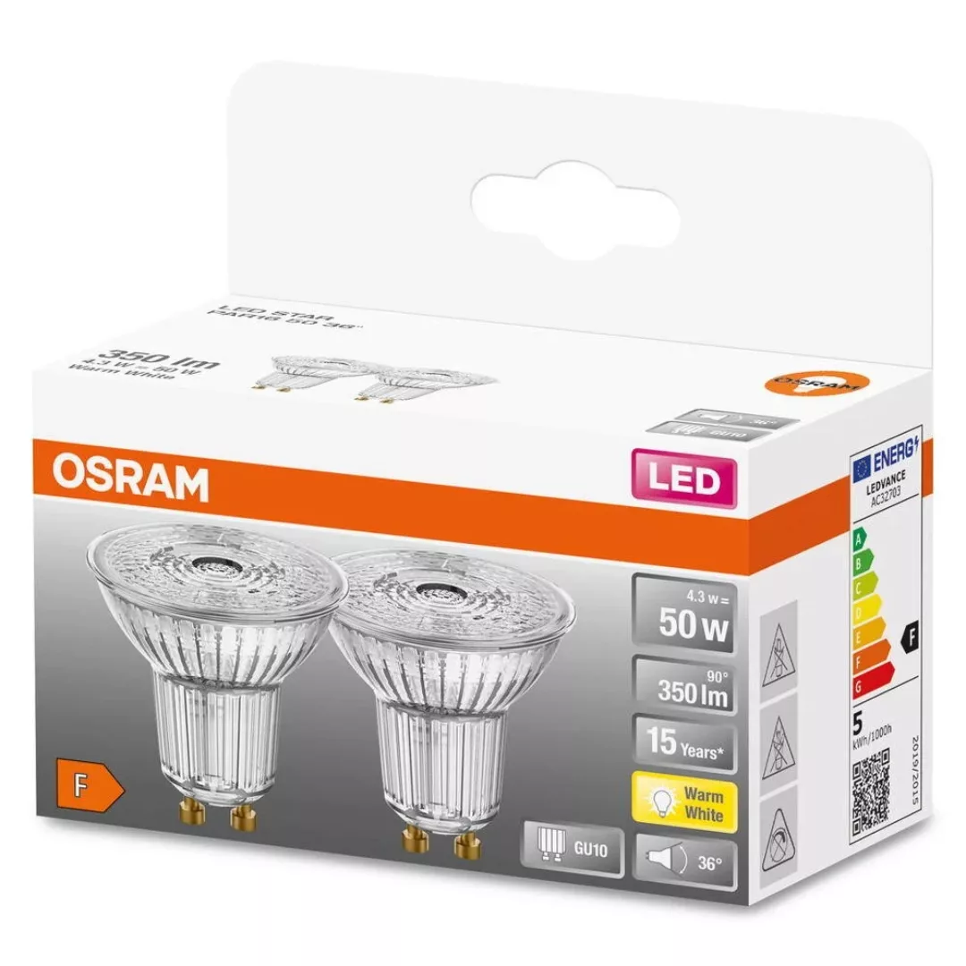 Osram LED-Leuchtmittel GU10 4,3 W Warmweiß 350 lm 2er Set 5,2 x 5 cm (H x Ø günstig online kaufen