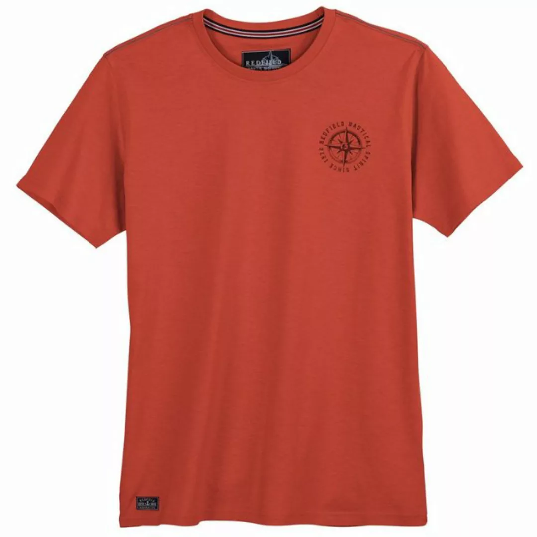 redfield Rundhalsshirt Große Größen Herren T-Shirt paprikarot kleiner Brust günstig online kaufen