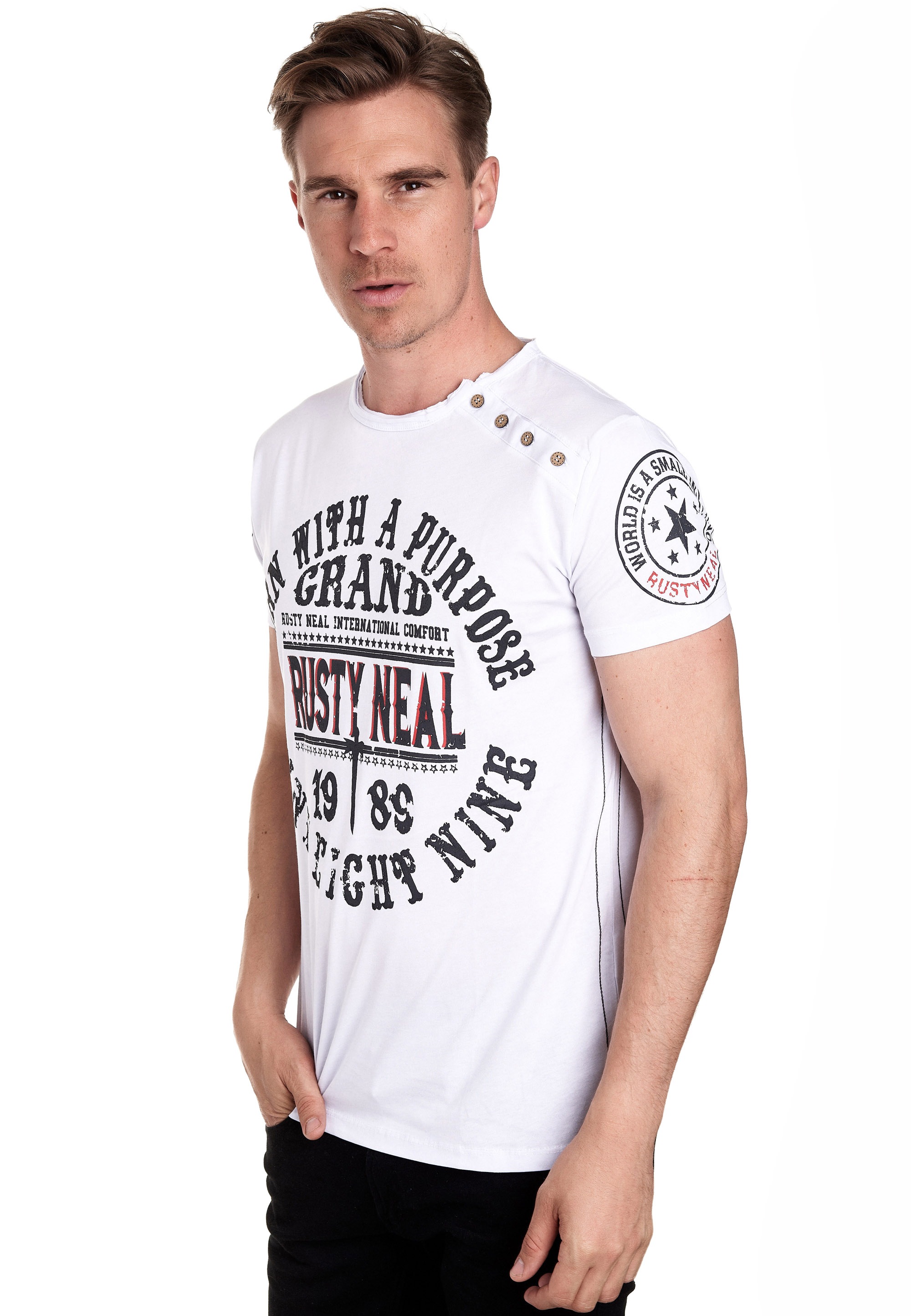 Rusty Neal T-Shirt, mit seitlicher Knopfleiste günstig online kaufen