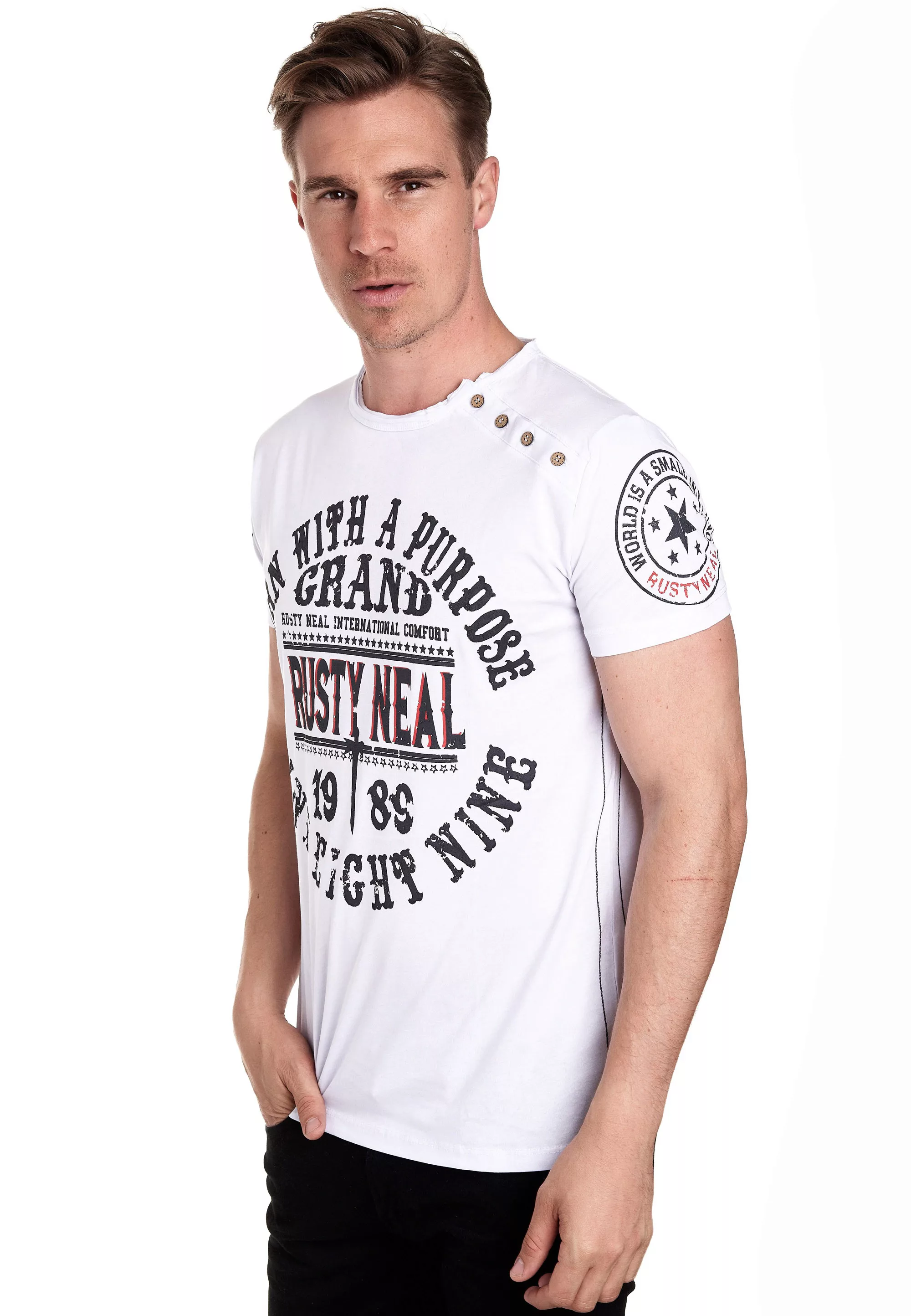 Rusty Neal T-Shirt, mit seitlicher Knopfleiste günstig online kaufen