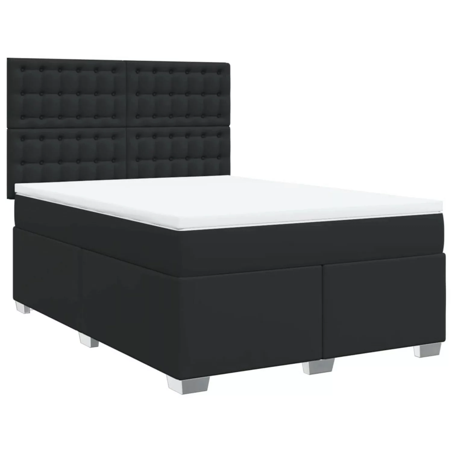 vidaXL Boxspringbett, Boxspringbett mit Matratze Schwarz 140x200 cm Kunstle günstig online kaufen