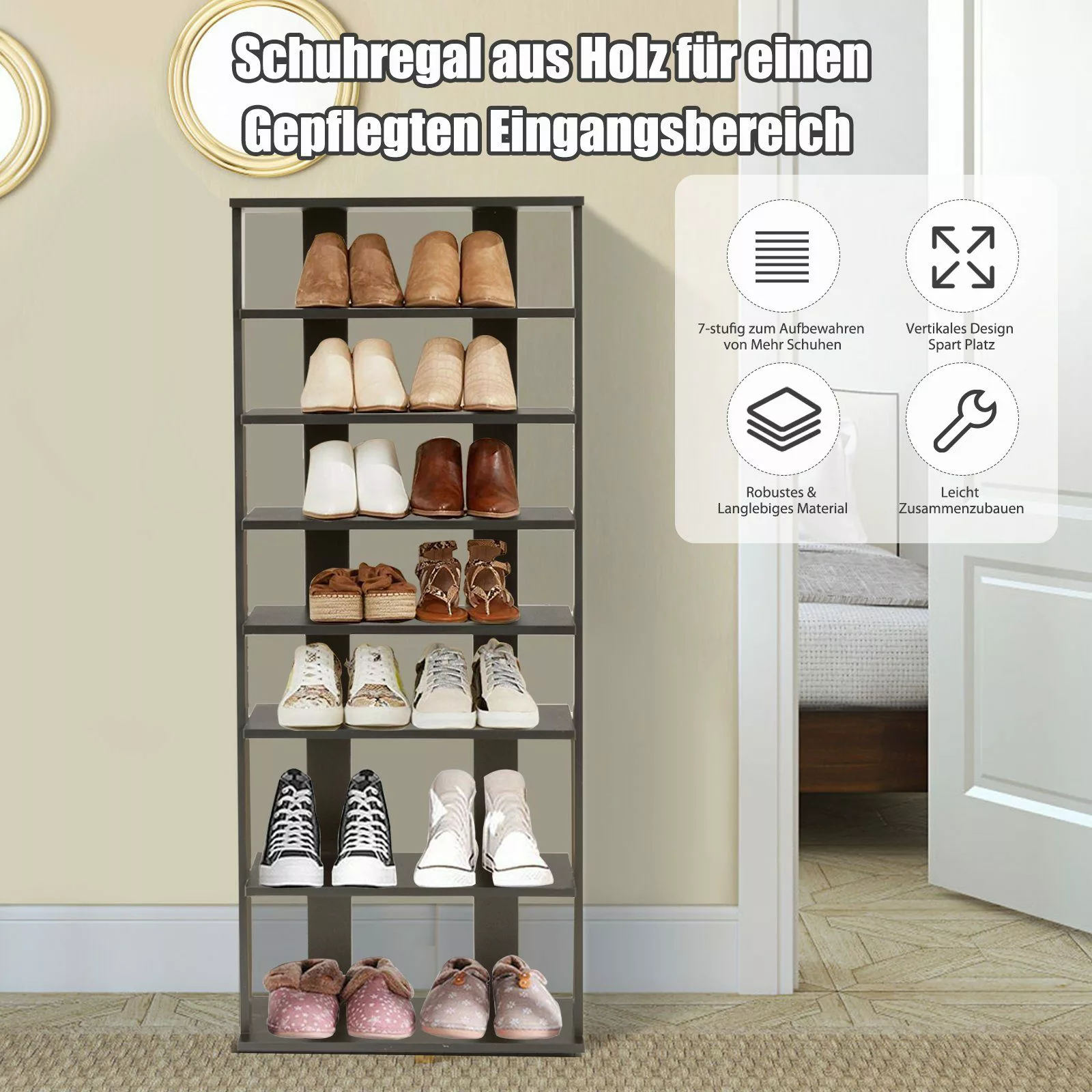 COSTWAY Schuhregal, 8 Ebene, mit verstellbaren günstig online kaufen