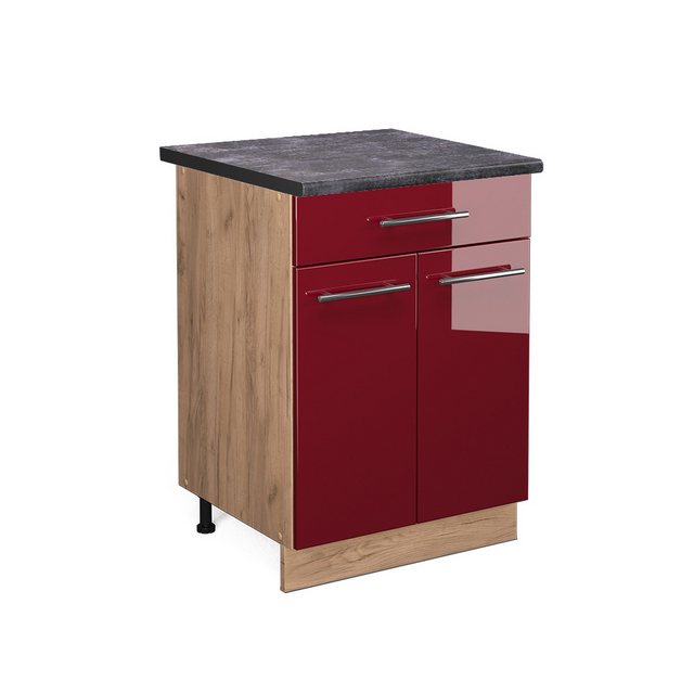 Vicco Unterschrank Fame-Line, Bordeaux Hochglanz/Goldkraft Eiche, 60 cm mit günstig online kaufen