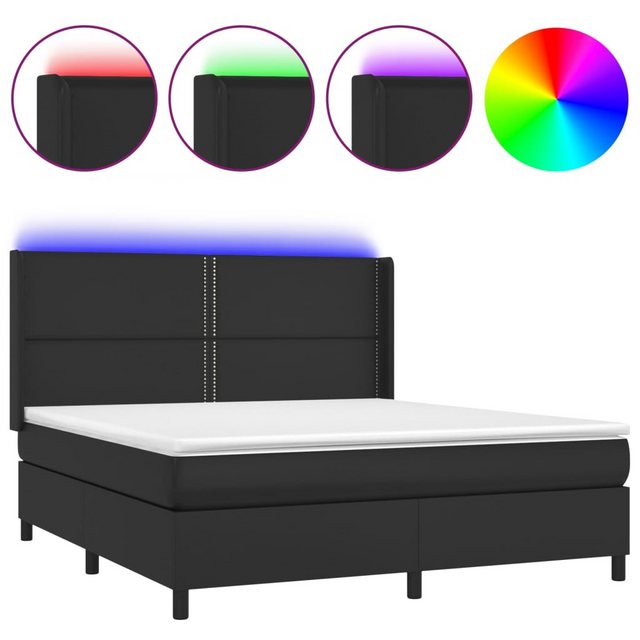 vidaXL Boxspringbett Boxspringbett mit Matratze und LED Kunstleder (180 x 2 günstig online kaufen