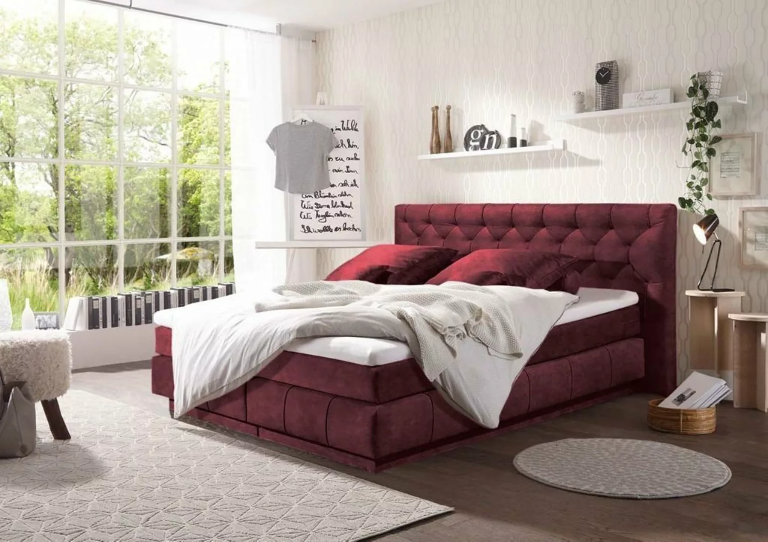 ED EXCITING DESIGN Boxspringliege (180 x 200 cm, Florenz), Rot günstig online kaufen