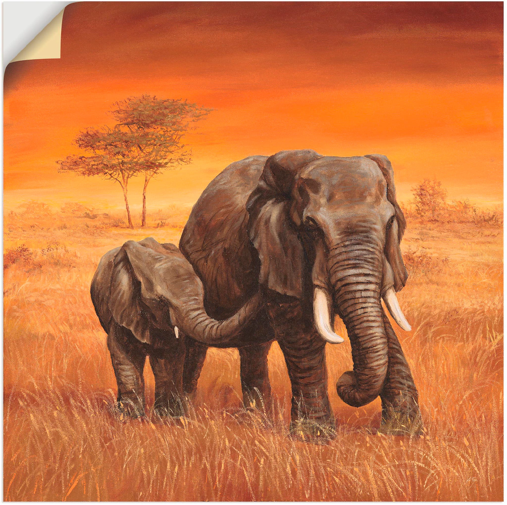 Artland Wandbild "Elefanten II", Wildtiere, (1 St.), als Alubild, Outdoorbi günstig online kaufen