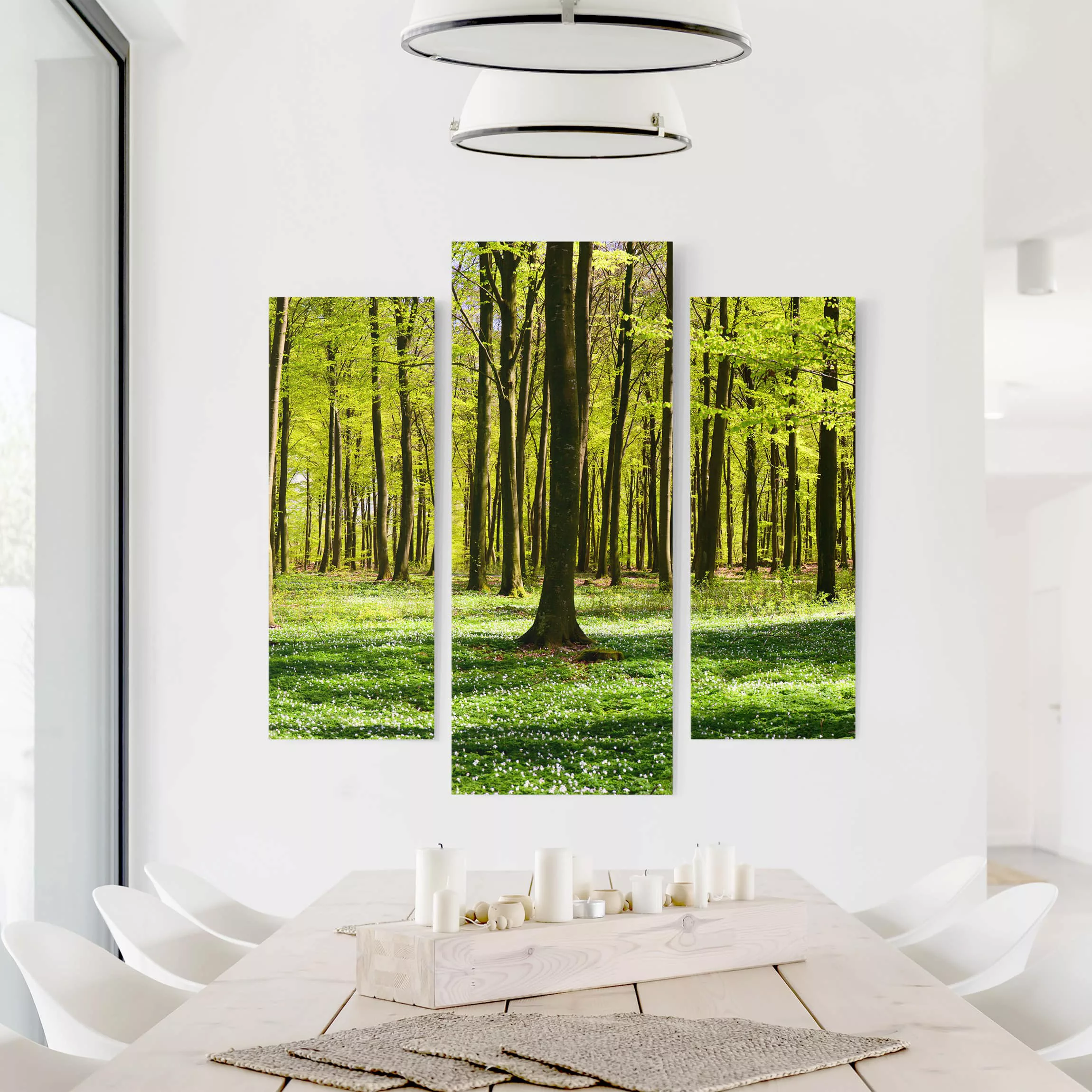 3-teiliges Leinwandbild Wald - Querformat Waldwiese günstig online kaufen