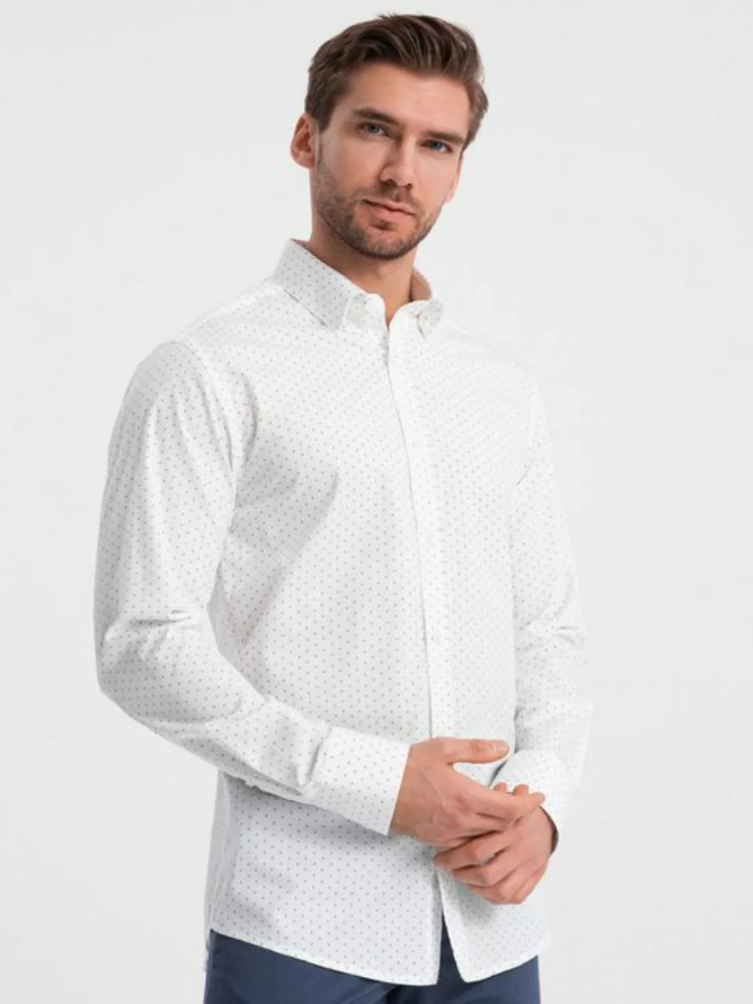 OMBRE Langarmhemd Klassisches Herrenhemd aus Baumwolle SLIM FIT mit Mikromu günstig online kaufen