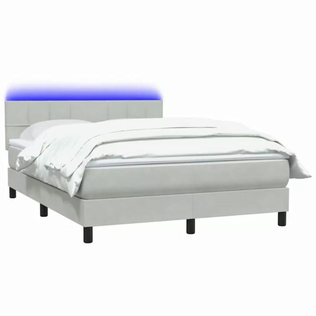 vidaXL Bett Boxspringbett mit Matratze Hellgrau 160x220 cm Samt günstig online kaufen