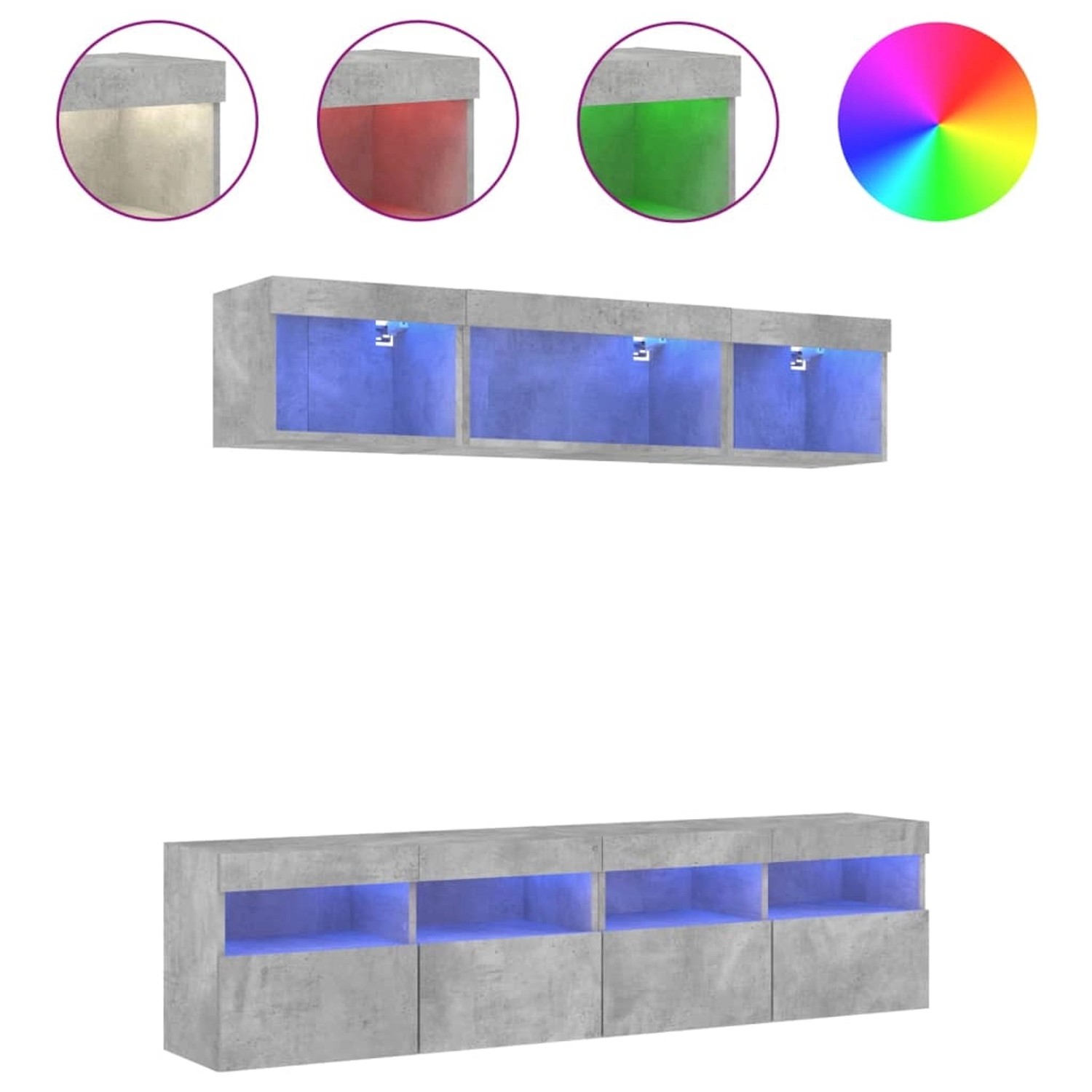 VidaXL 5-tlg. Wohnwand mit LED-Beleuchtung Betongrau Holzwerkstoff  Modell günstig online kaufen