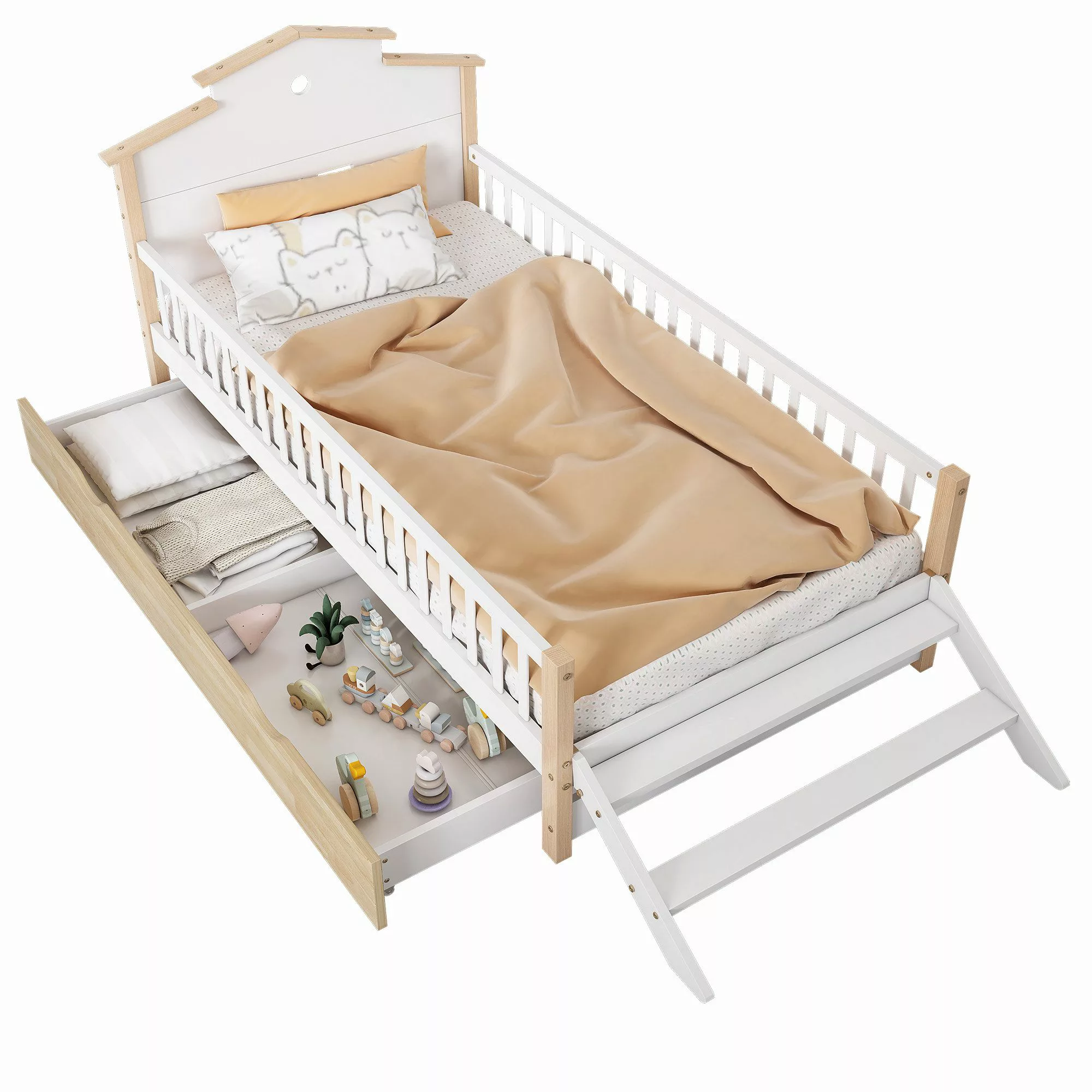 Flieks Kinderbett, Holzbett Einzelbett 90x200cm mit günstig online kaufen
