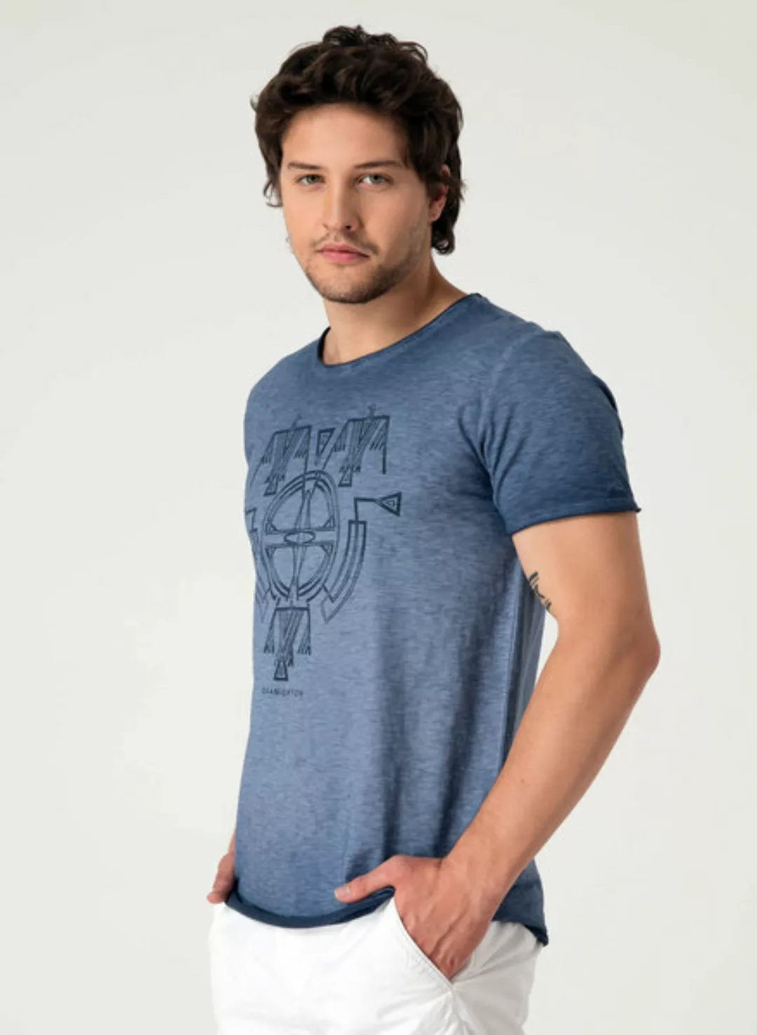 Raw-edge T-shirt Aus Bio Baumwolle Mit Print günstig online kaufen