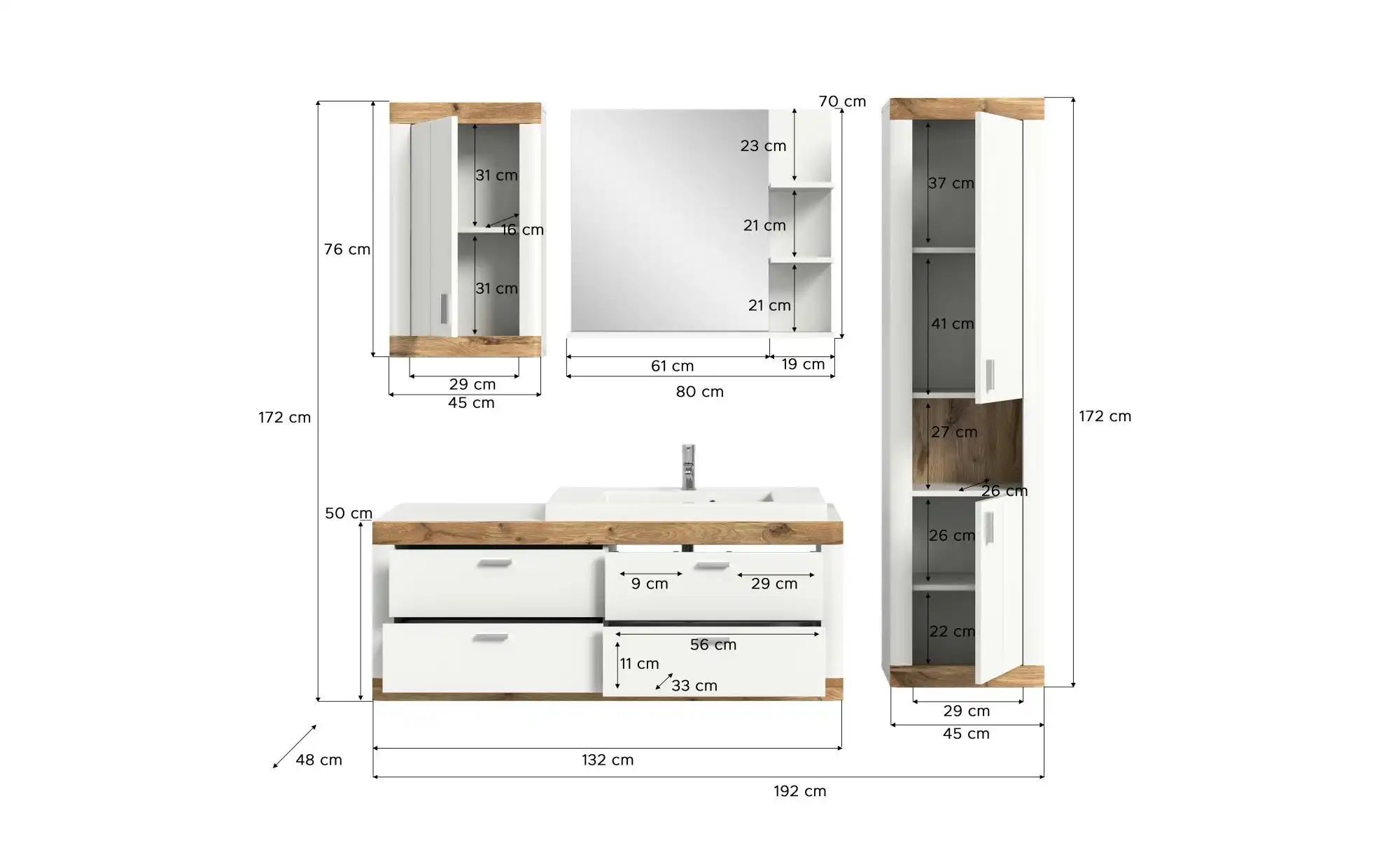 Badezimmer-Set LAREDO B/H/T: ca. 192x172x48 cm günstig online kaufen