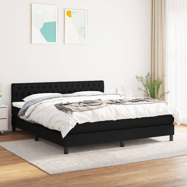 vidaXL Bettgestell Boxspringbett mit Matratze Schwarz 180x200 cm Stoff Bett günstig online kaufen