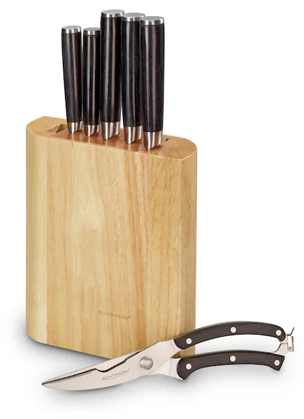 ECHTWERK Messerblock, 7 tlg., Damastmesser Set, Messerset inkl. Geflügelsch günstig online kaufen